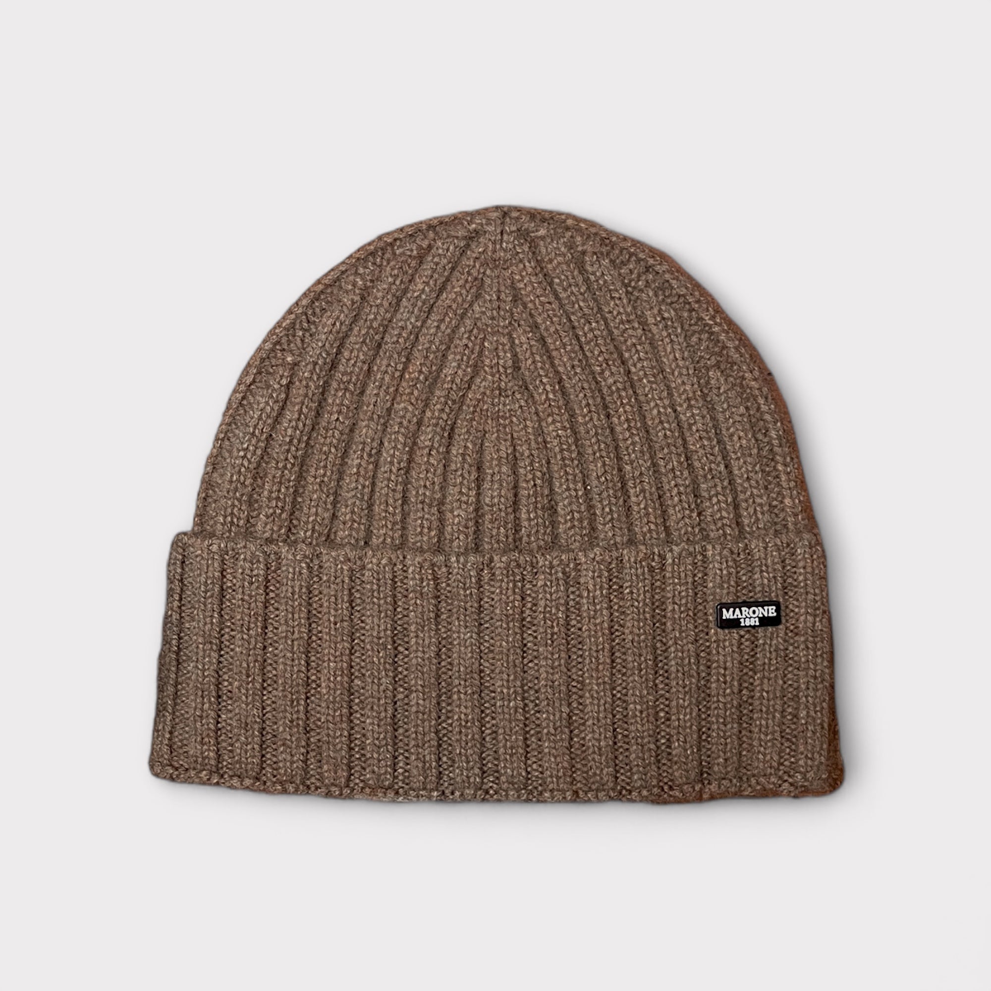 Berretto Unisex Con Risvolto In Puro Cashmere A Coste