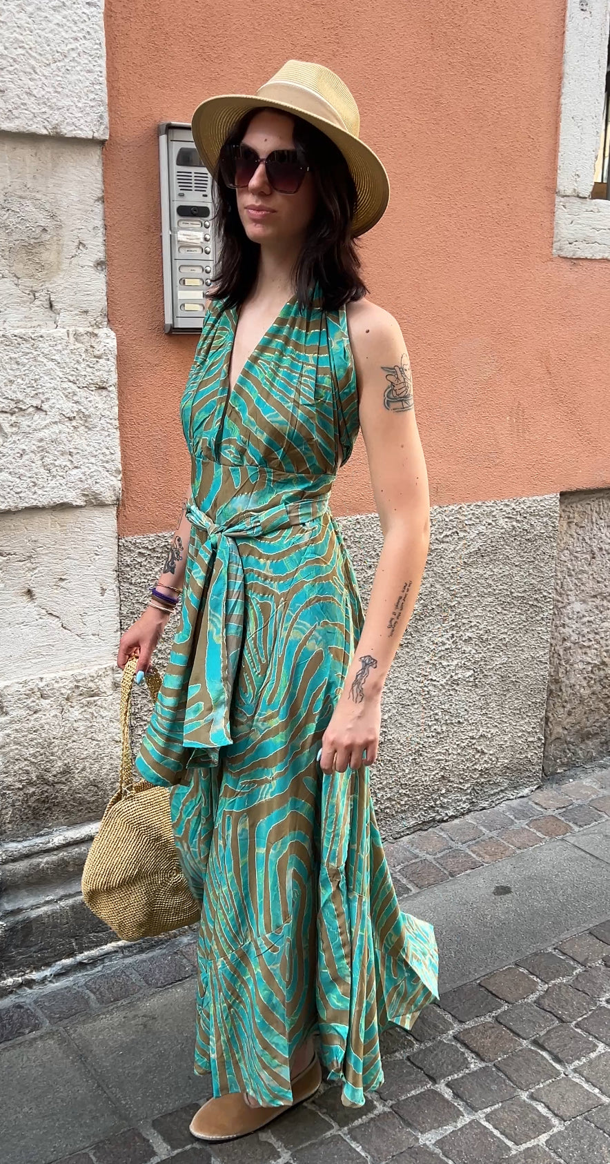 Abito Lungo Seta Mix Incrocio