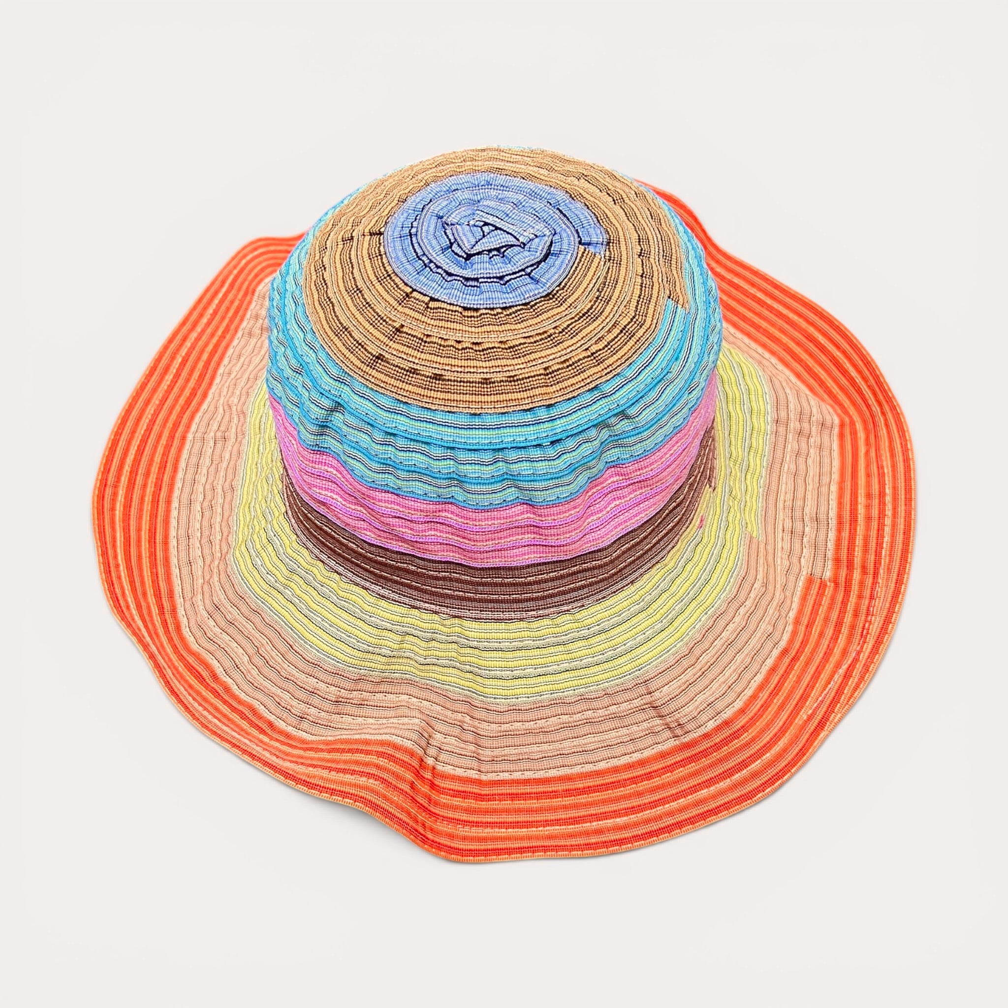 Cappello Donna Estivo In Cotone Multicolor Ala Larga Pieghevole - Grevi