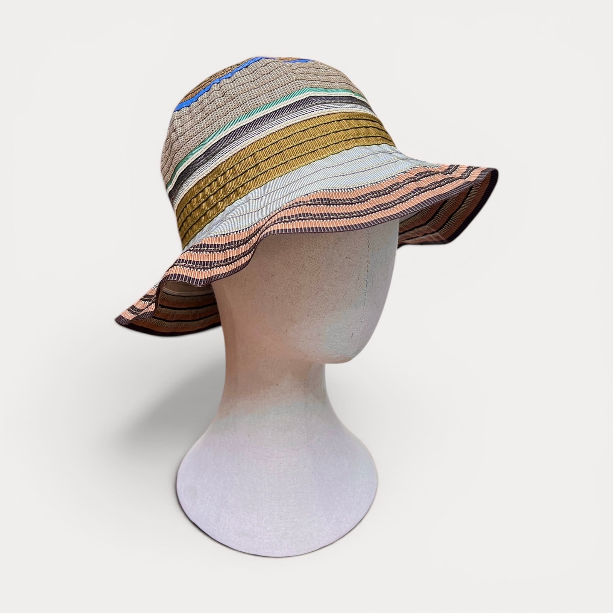 Cappello Donna Estivo Bucket In Cotone Multicolor Pieghevole - Grevi - Cappelleria Bacca