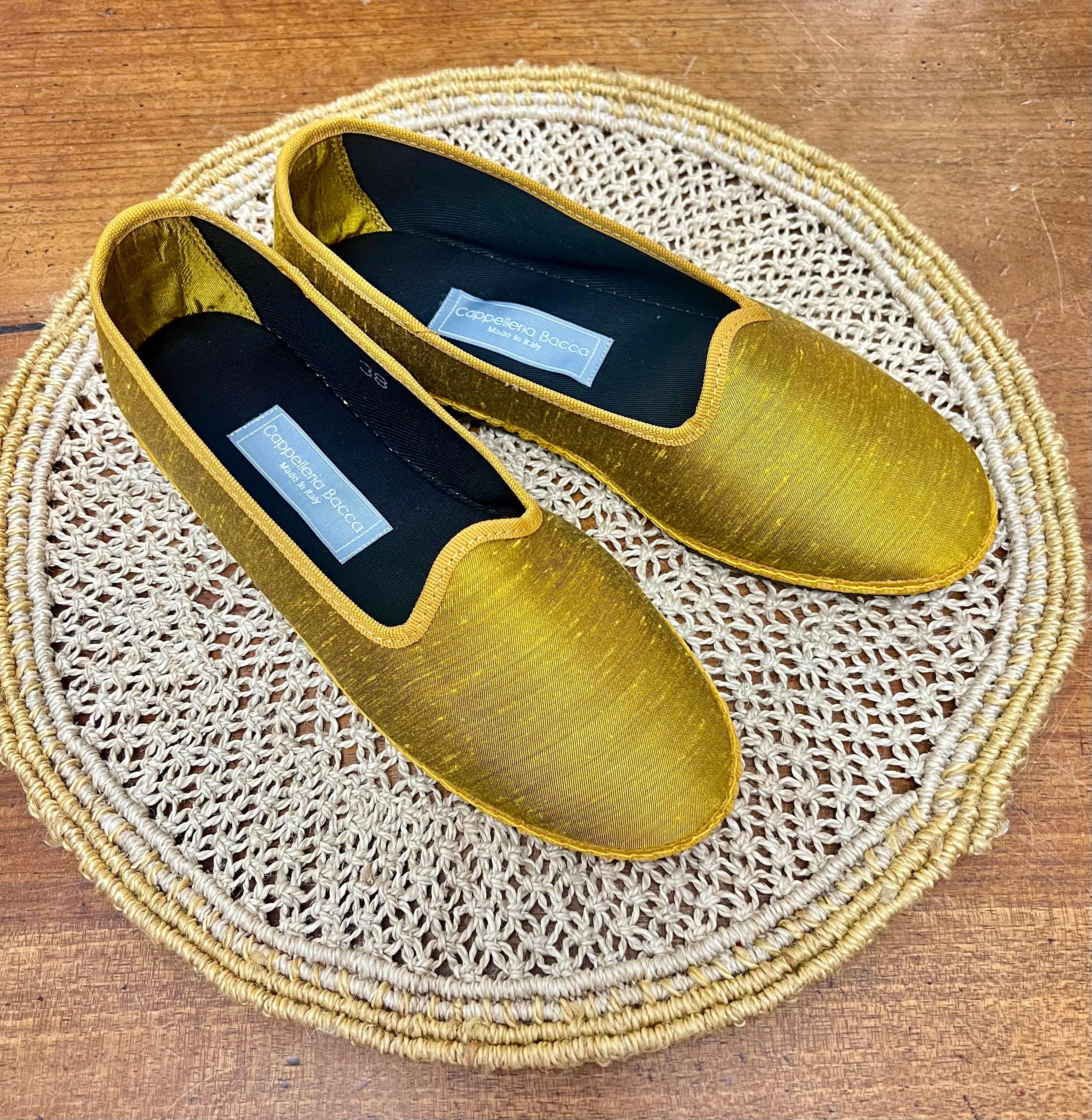 Friulane Originali In Seta Shantung Ocra – Eleganti E Leggere, 100% Made In Italy - Cappelleria Bacca