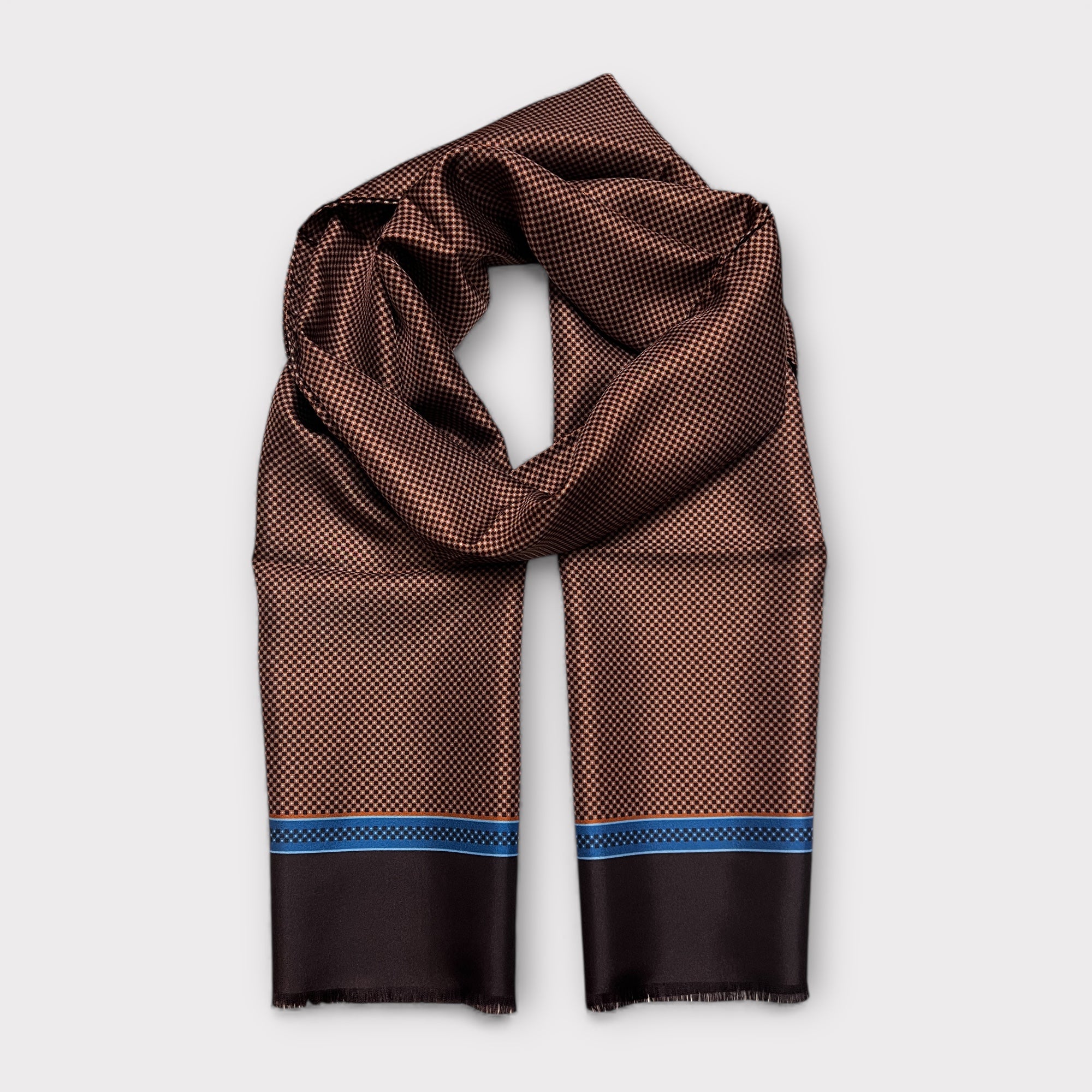 Sciarpa Uomo In Twill Di Pura Seta 33x180 Fantasia Pois - Cappelleria Bacca
