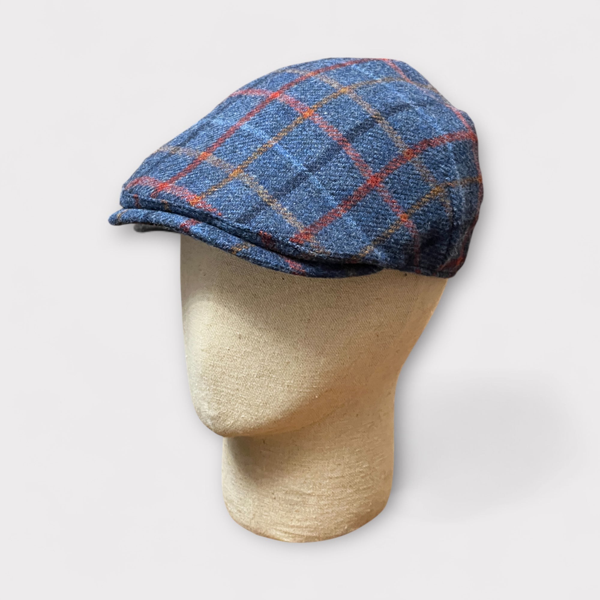 Coppola Invernale In Pura Lana Blu Tartan - Cappelleria Bacca