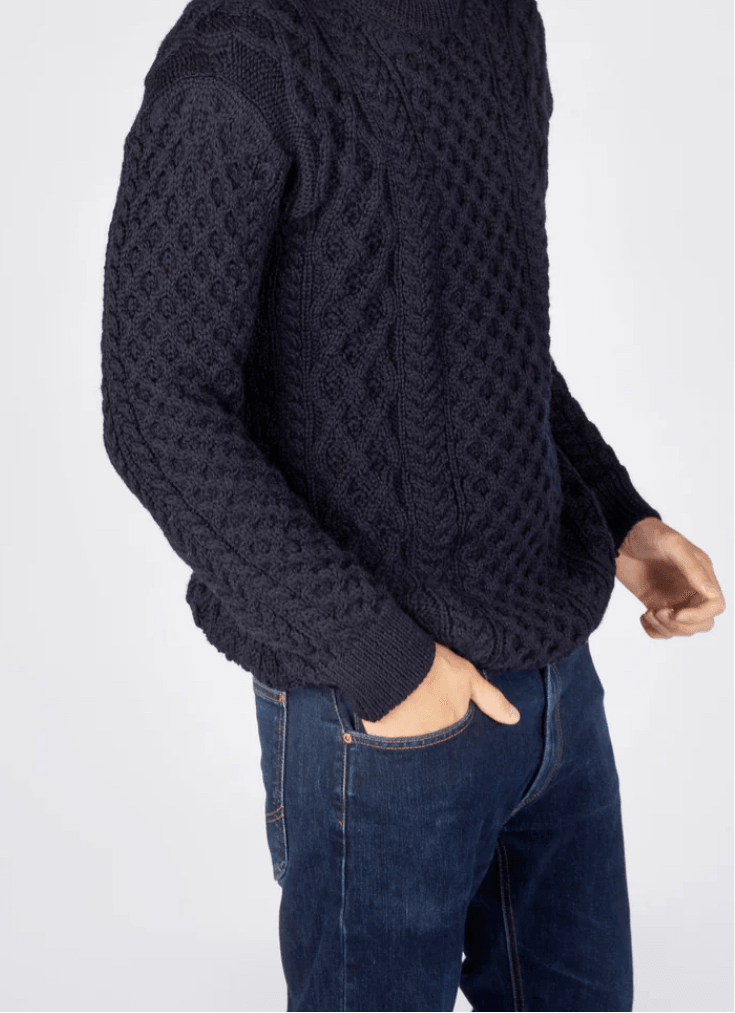 Maglione Unisex Dolcevita Aran Honeycomb Pura Lana - Cappelleria Bacca