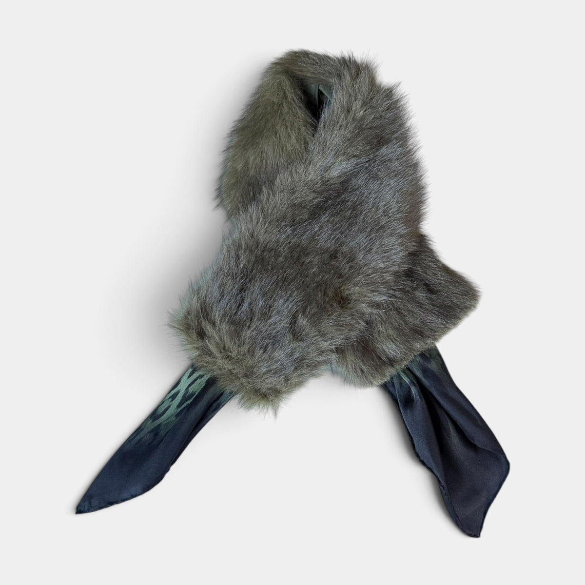 Fascia/Collo In Eco Pelliccia E Foulard In Pura Seta 2 in 1