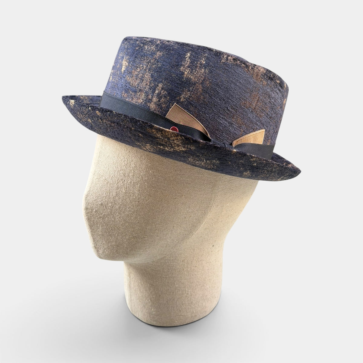 Cappello Pork Pie Diamante Blu e Oro - Alfonso D'Este - Cappelleria Bacca