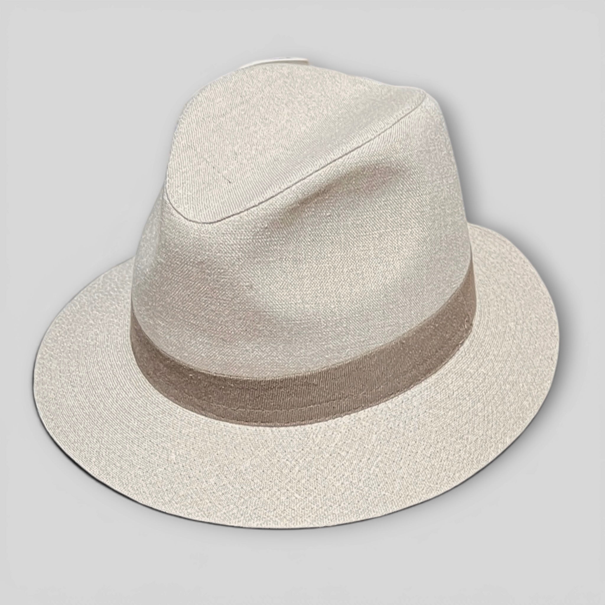 Cappello Fedora Uomo Estivo In Puro Lino Ecru