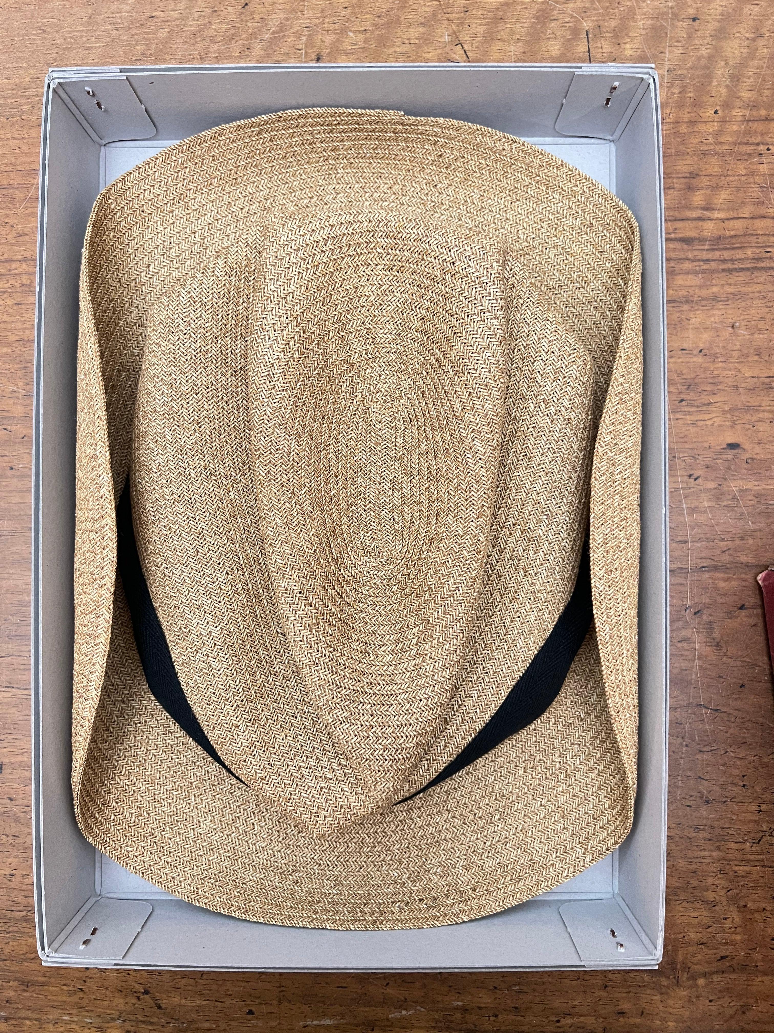 Cappello Donna Mature Ha In Paglia Pieghevole Nastro Nero - Cappelleria Bacca