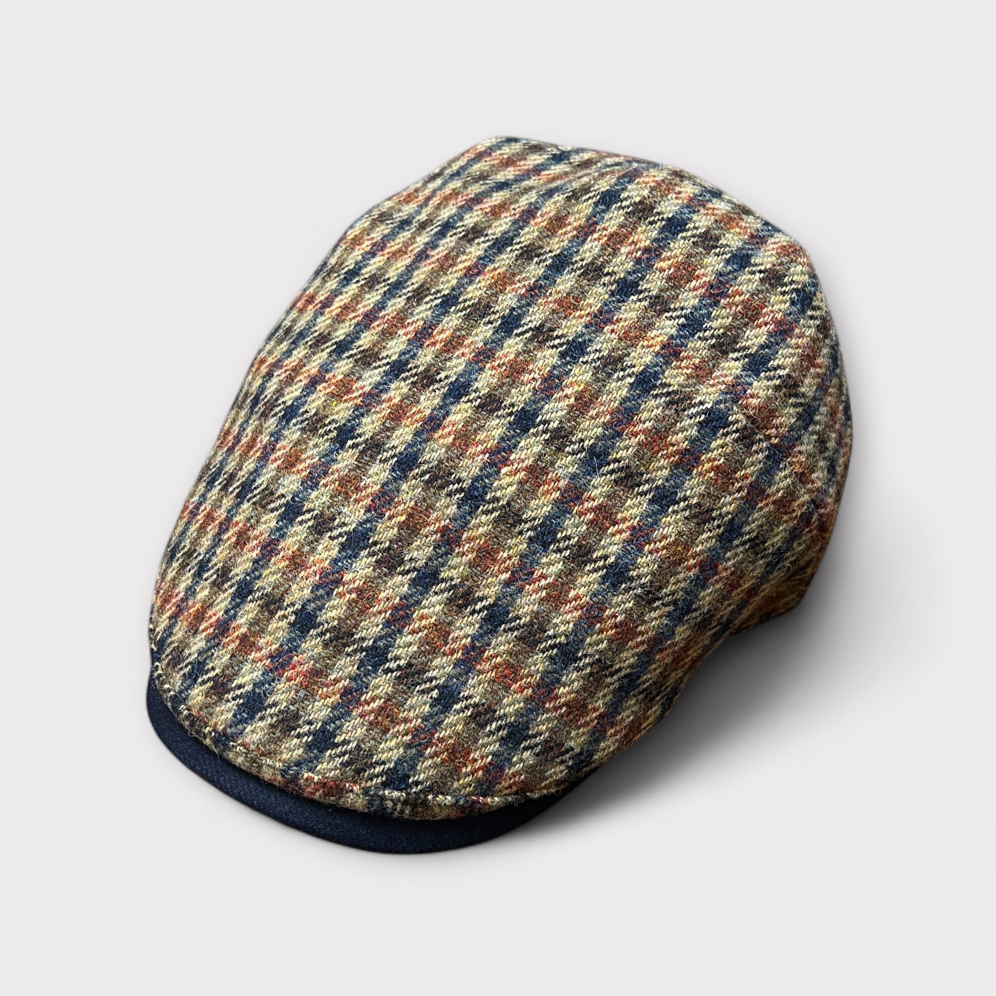 Coppola Invernale Pura Lana Tartan Beige Blu - Cappelleria Bacca