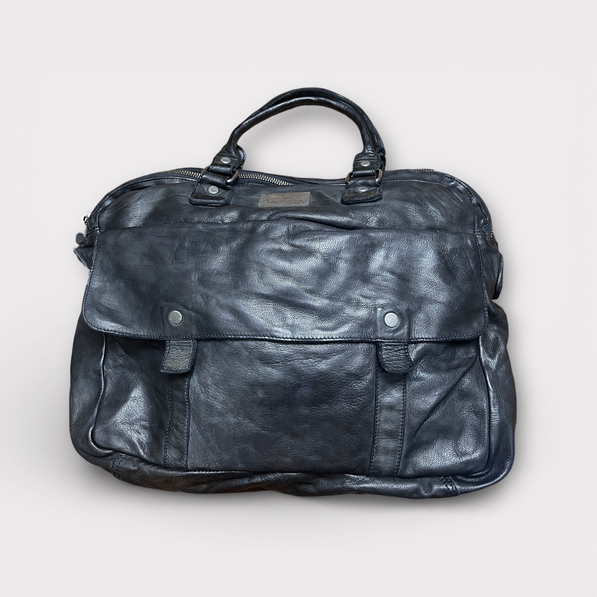 Borsa Porta Documenti In Pelle Lavata Effetto Vintage Avirex - Cappelleria Bacca