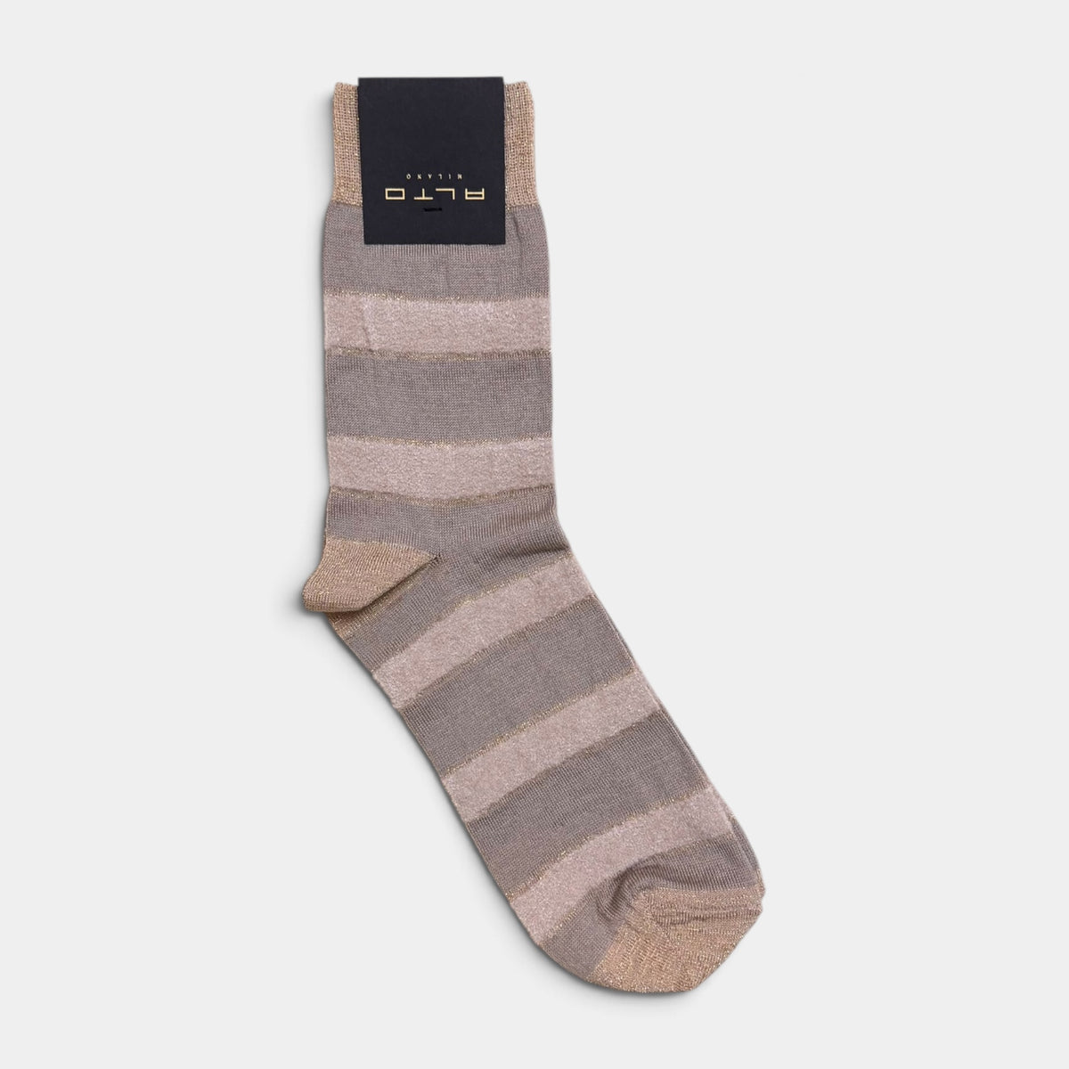 Calzini Invernali Mezza Gamba In Lana Donna - Motivo a Righe Con Lurex - Cappelleria Bacca