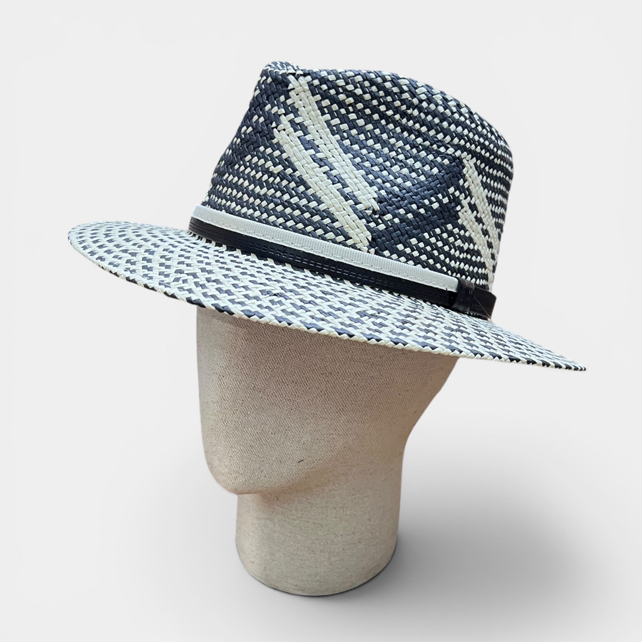 Cappello Fedora Unisex In Paglia Papier Bicolor