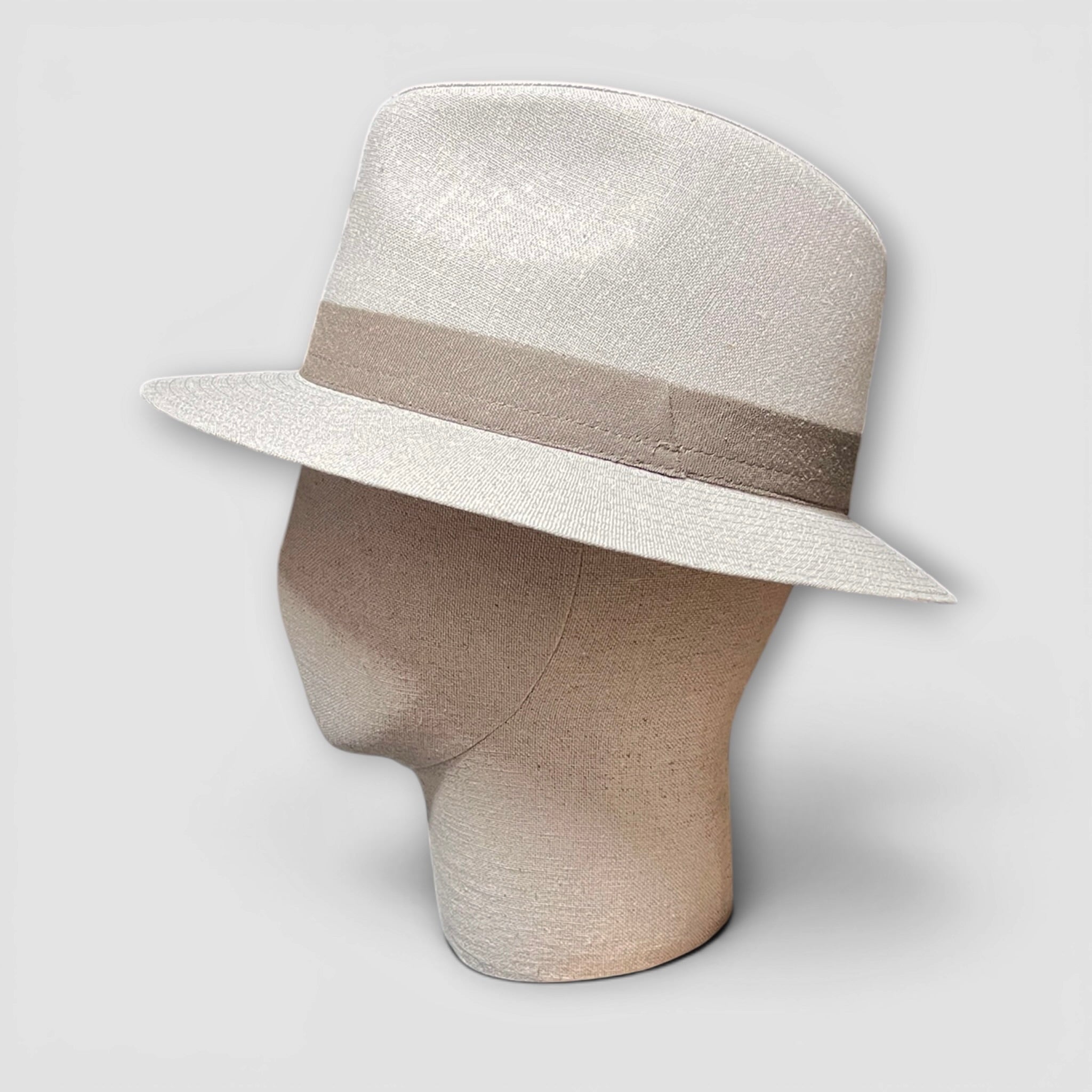 Cappello Fedora Uomo Estivo In Puro Lino Ecru