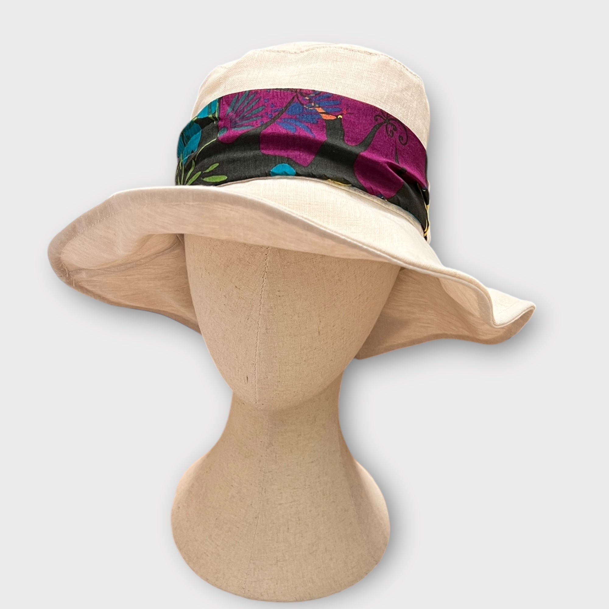 Cappello Donna Estivo in Lino Con Fascia Ala Media - Cappelleria Bacca