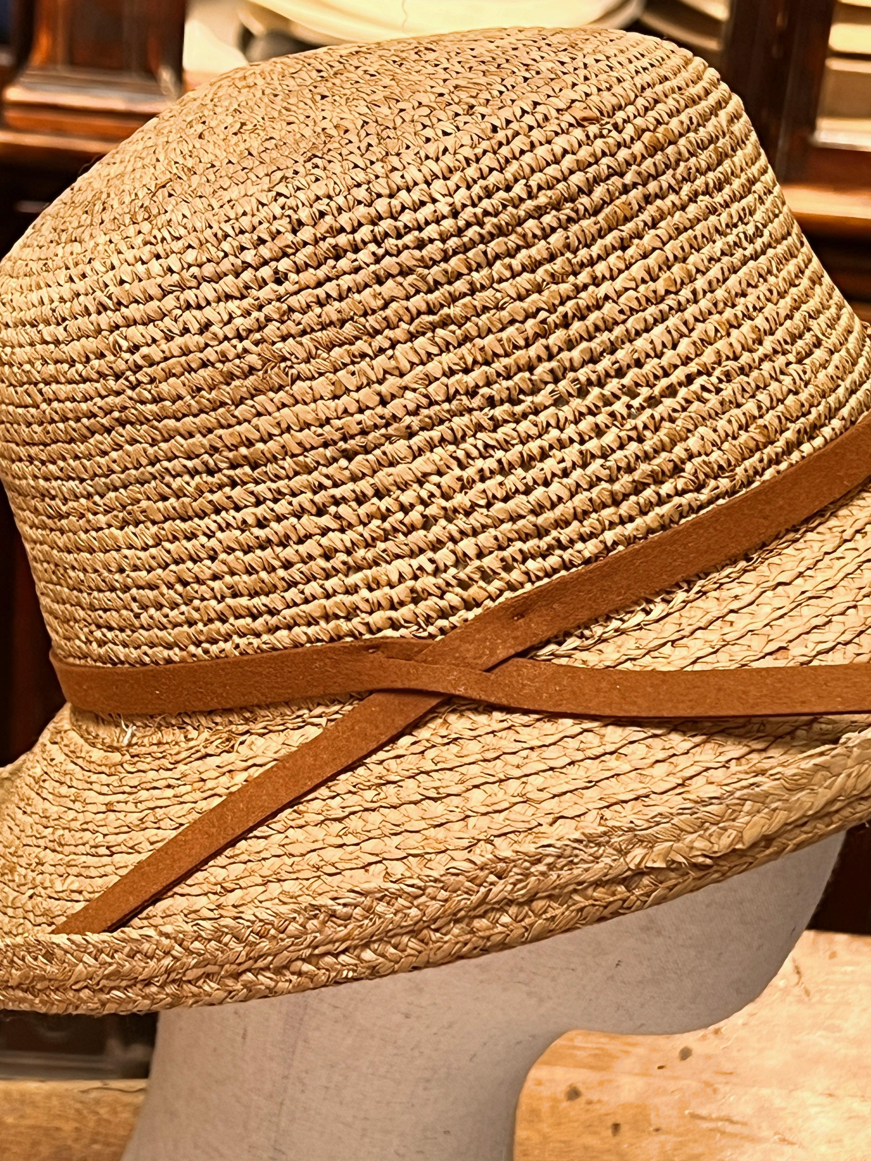 Cappello Donna In Paglia Crochet Pieghevole