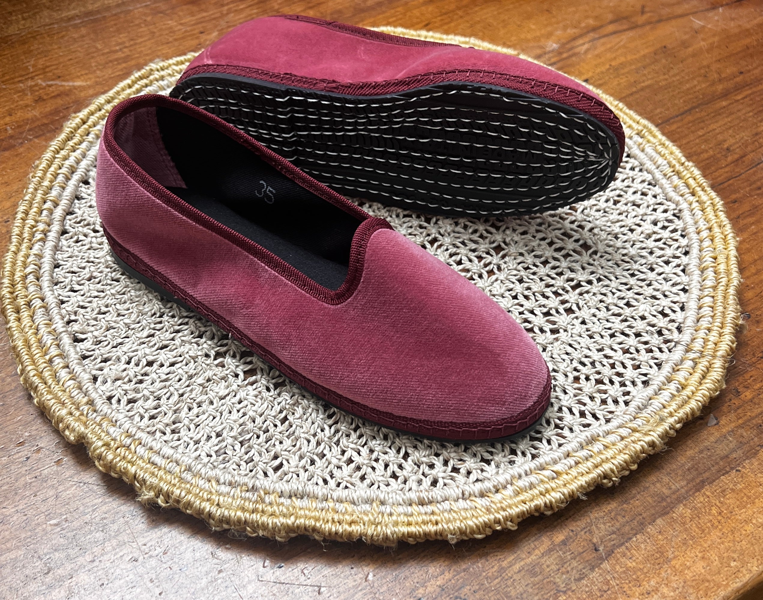 Friulane Originali In Velluto Rosa Antico – Scarpe Da Donna Fatte A Mano In Friuli - Cappelleria Bacca