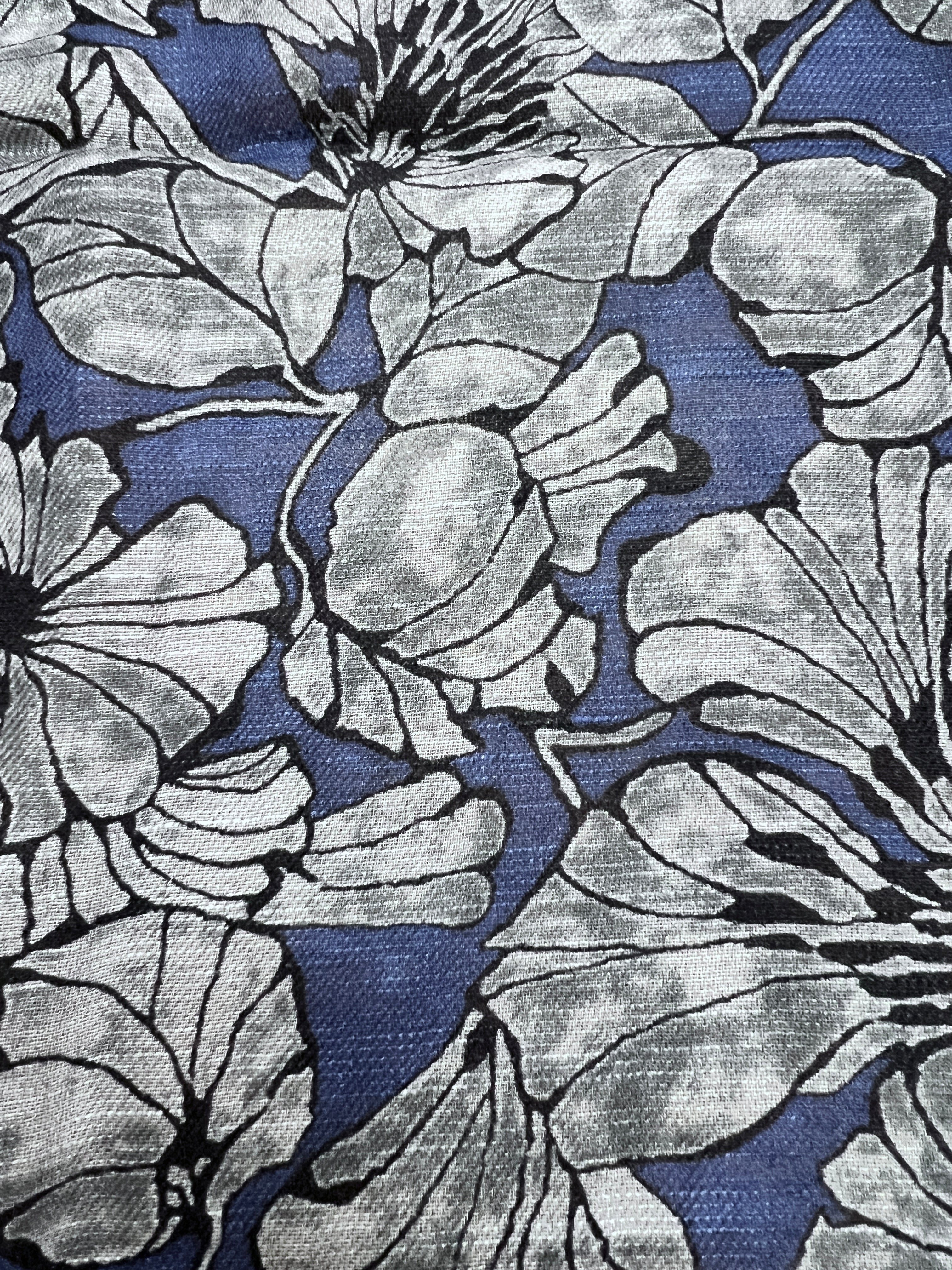 Sciarpa Uomo Estiva In Cotone Blu Grigio Fiore