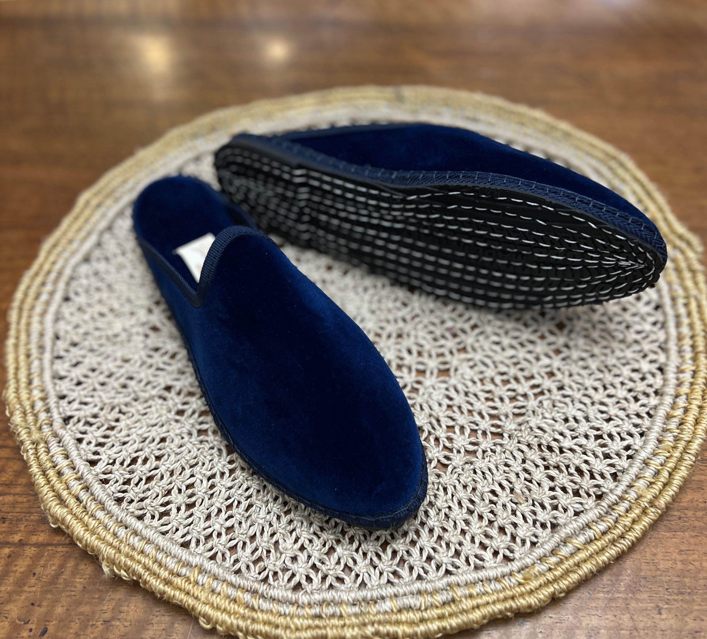 Friulane Originali Modello Sabot In Velluto Blu - Fatte a Mano - Cappelleria Bacca