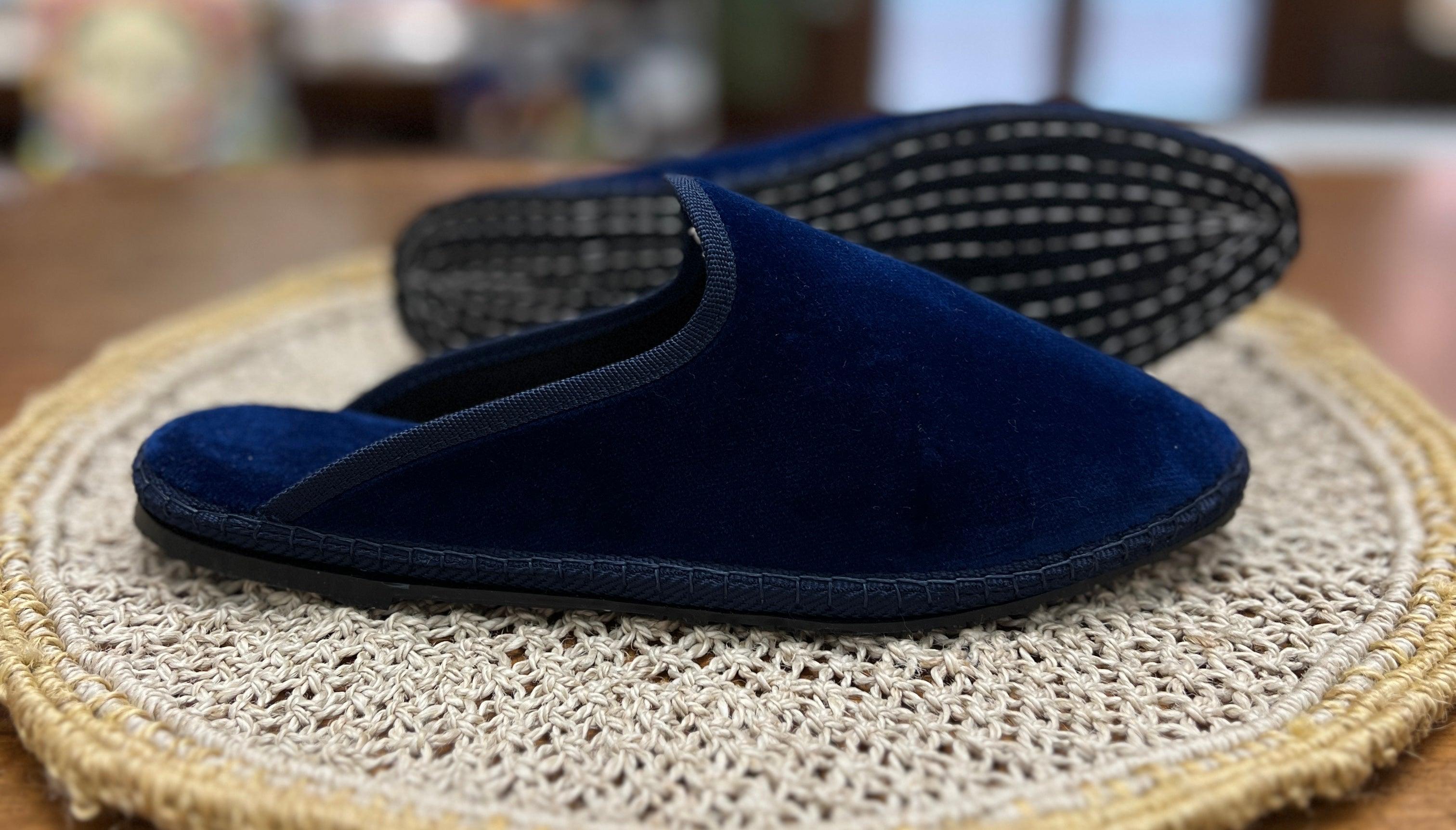 Friulane Originali Modello Sabot In Velluto Blu - Fatte a Mano - Cappelleria Bacca