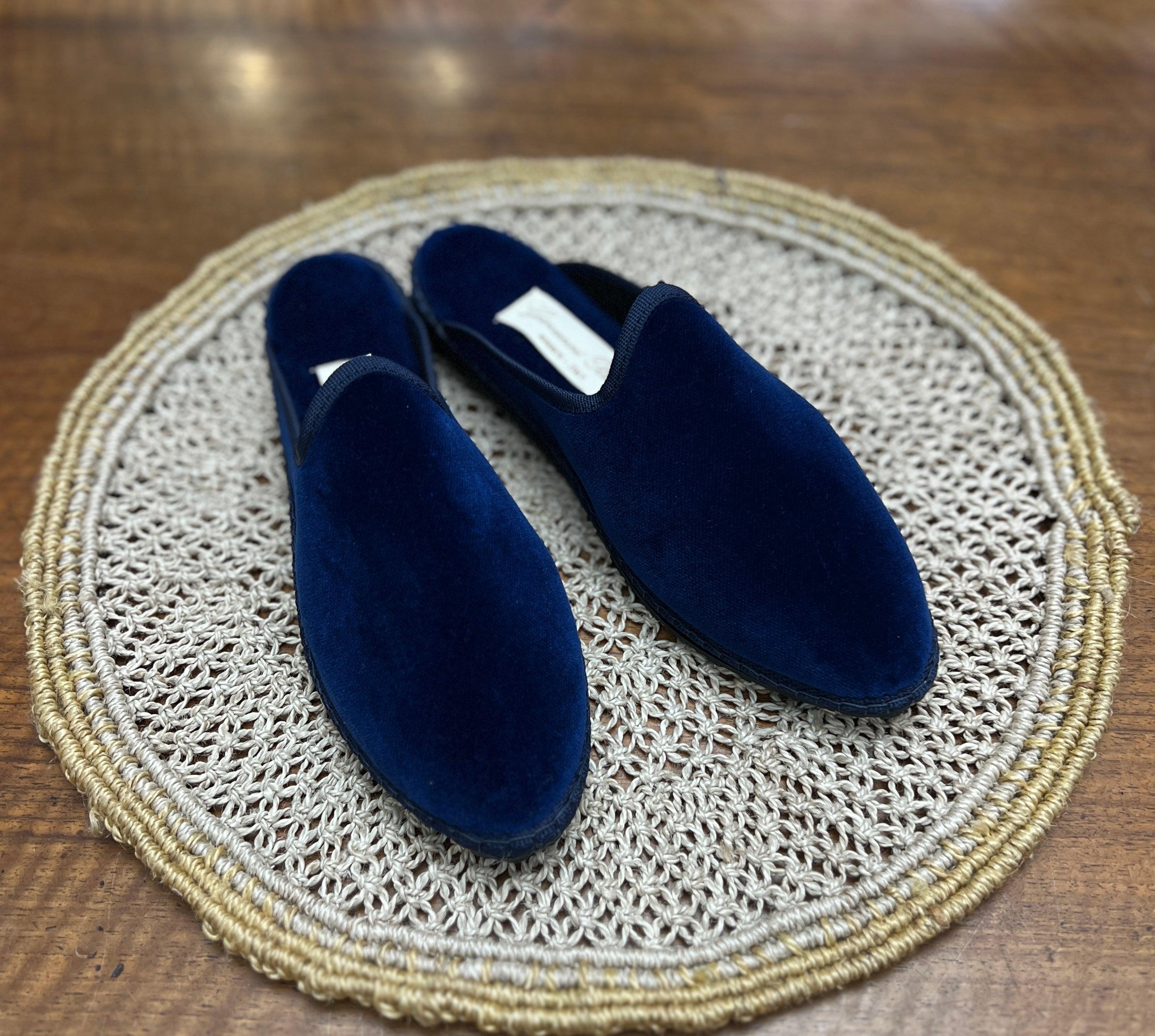 Friulane Originali Modello Sabot In Velluto Blu - Fatte a Mano - Cappelleria Bacca