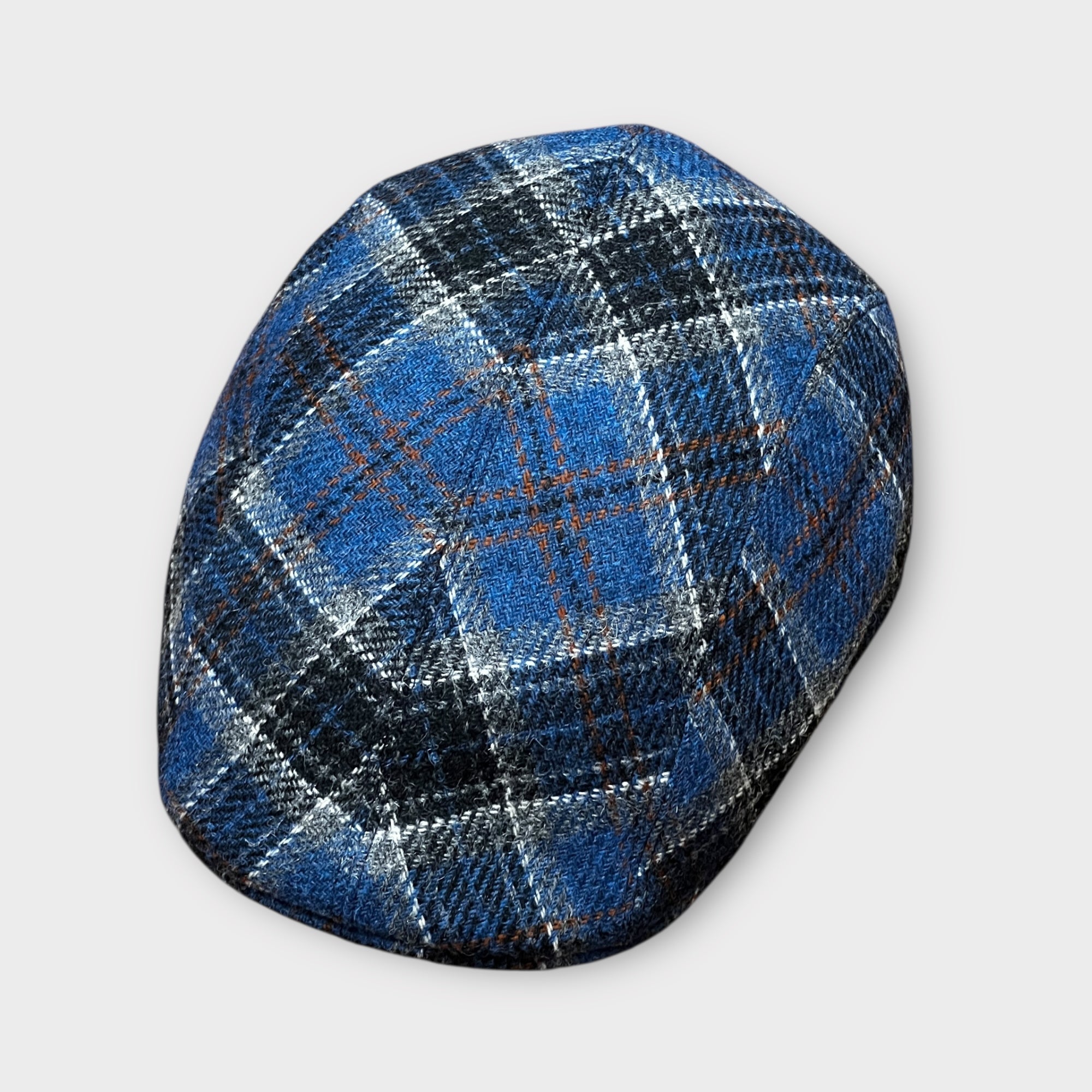 Coppola In Pura Lana Scozzese Blu - Cappelleria Bacca