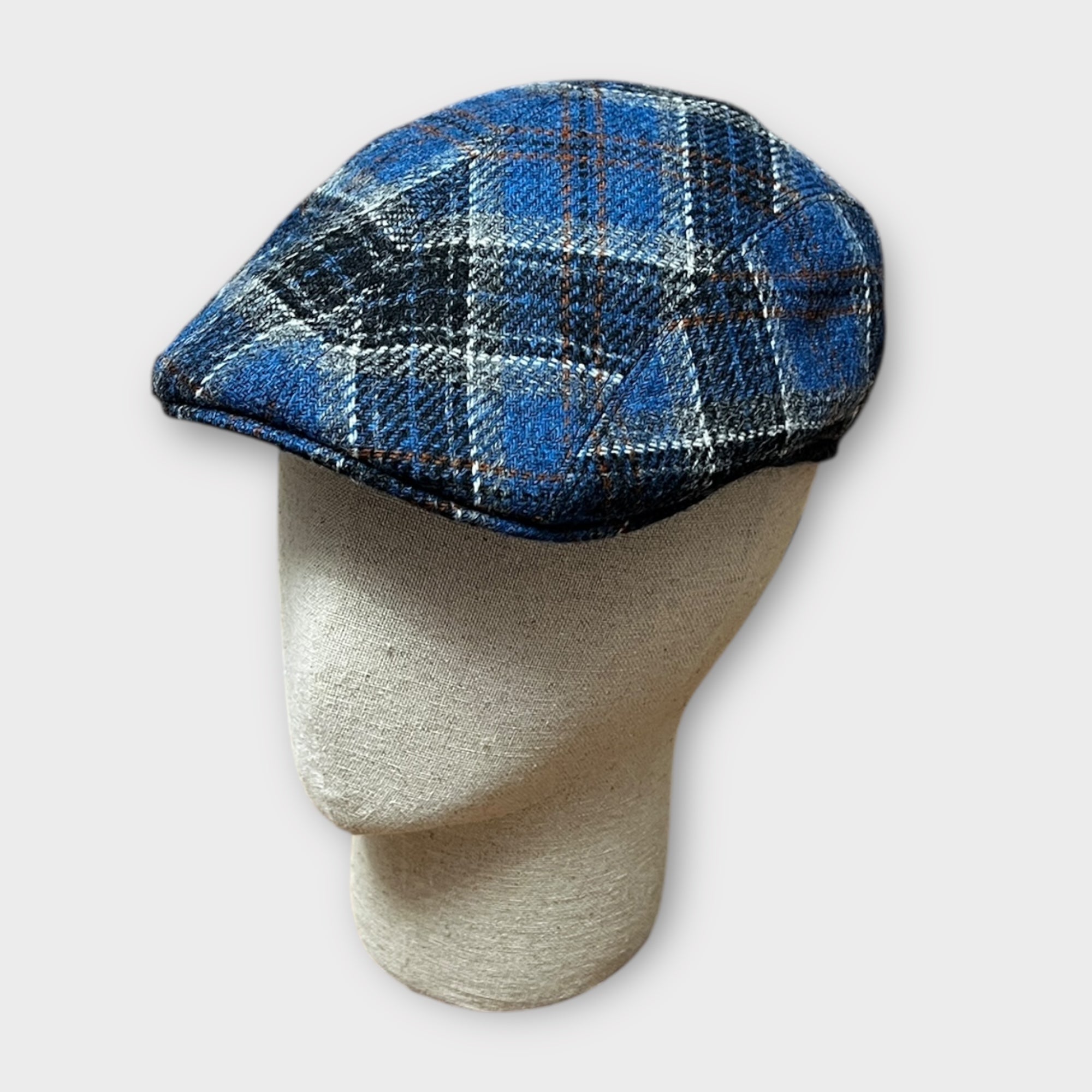 Coppola In Pura Lana Scozzese Blu - Cappelleria Bacca