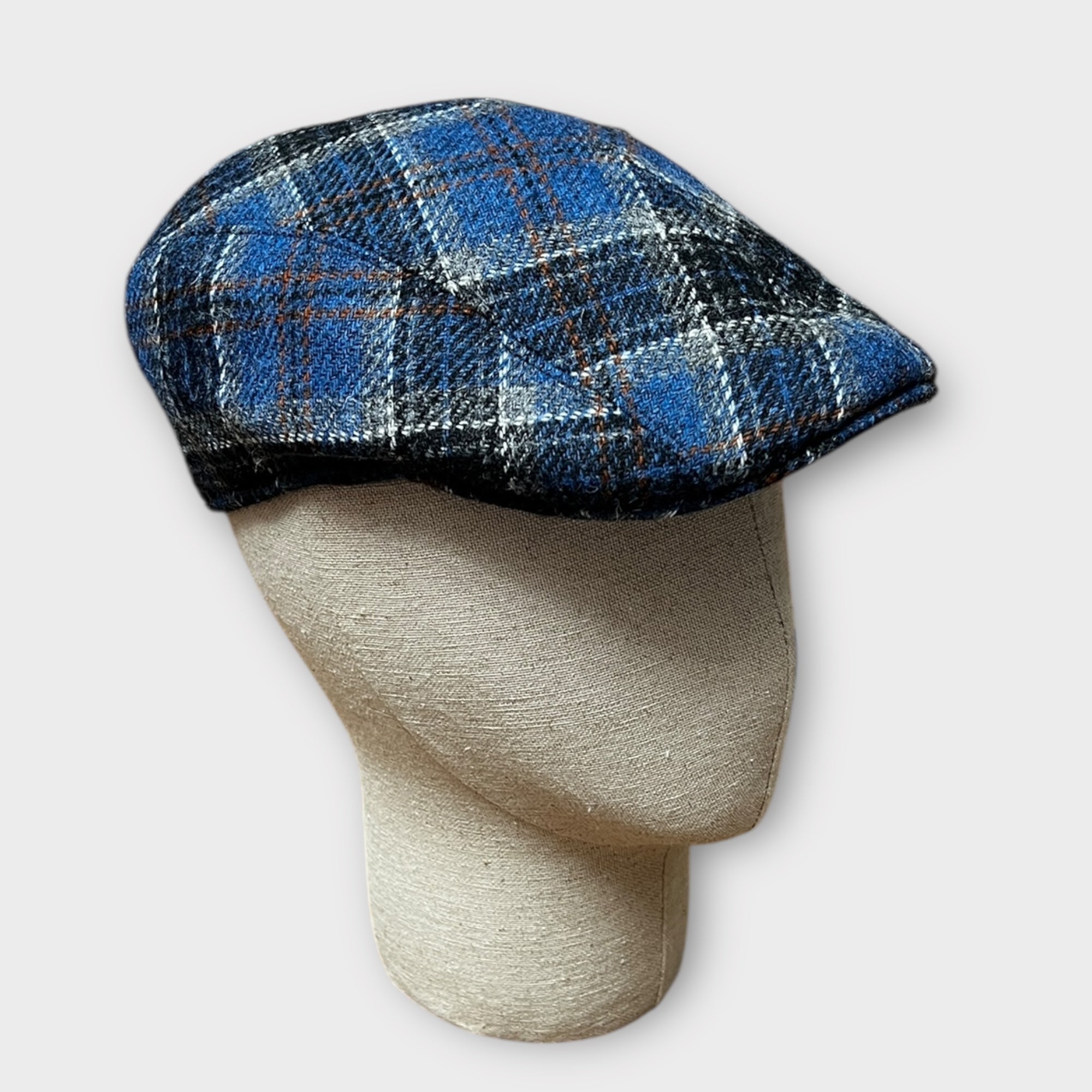 Coppola In Pura Lana Scozzese Blu - Cappelleria Bacca