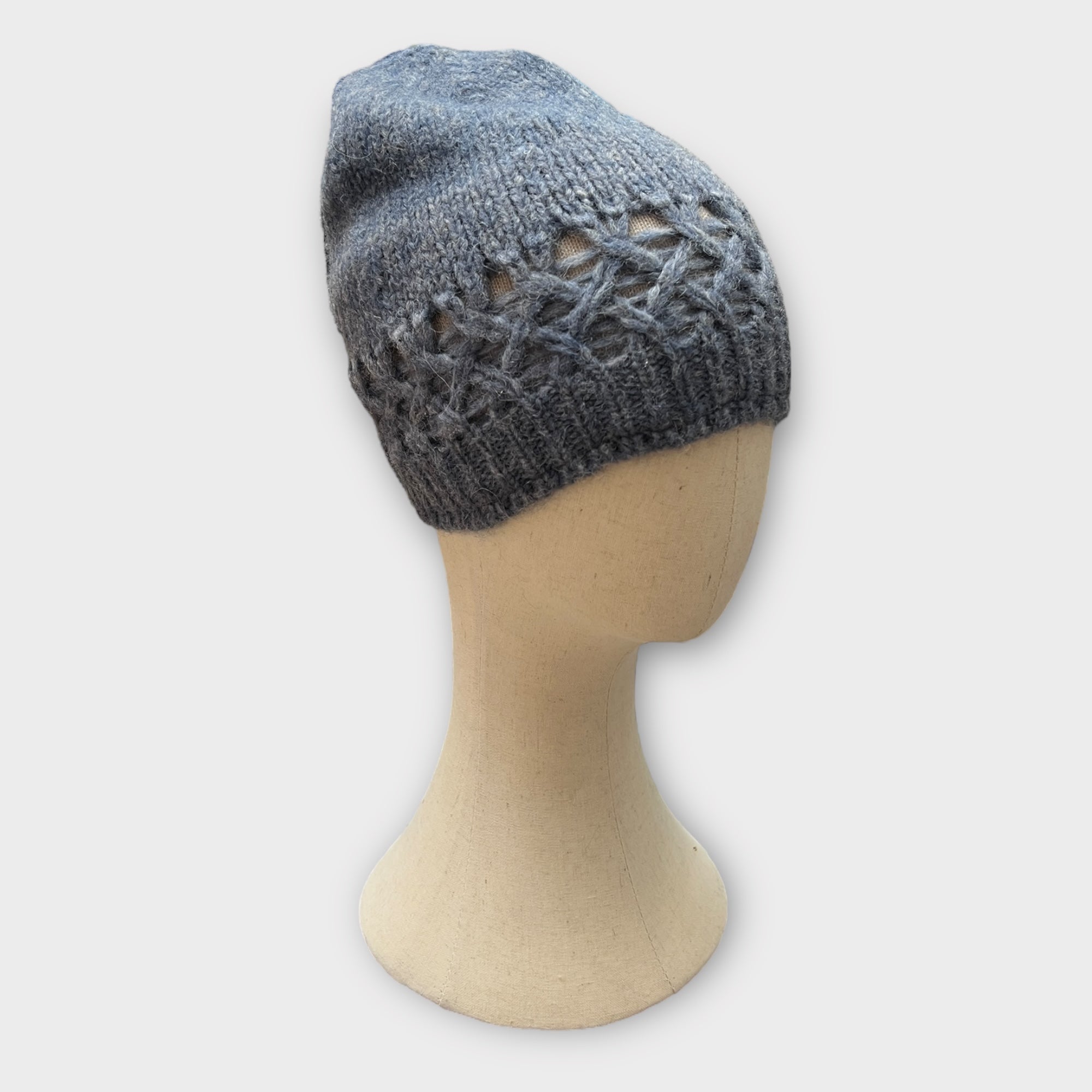 Berretto Beanie In Maglia Di Lana e Baby Alpaca