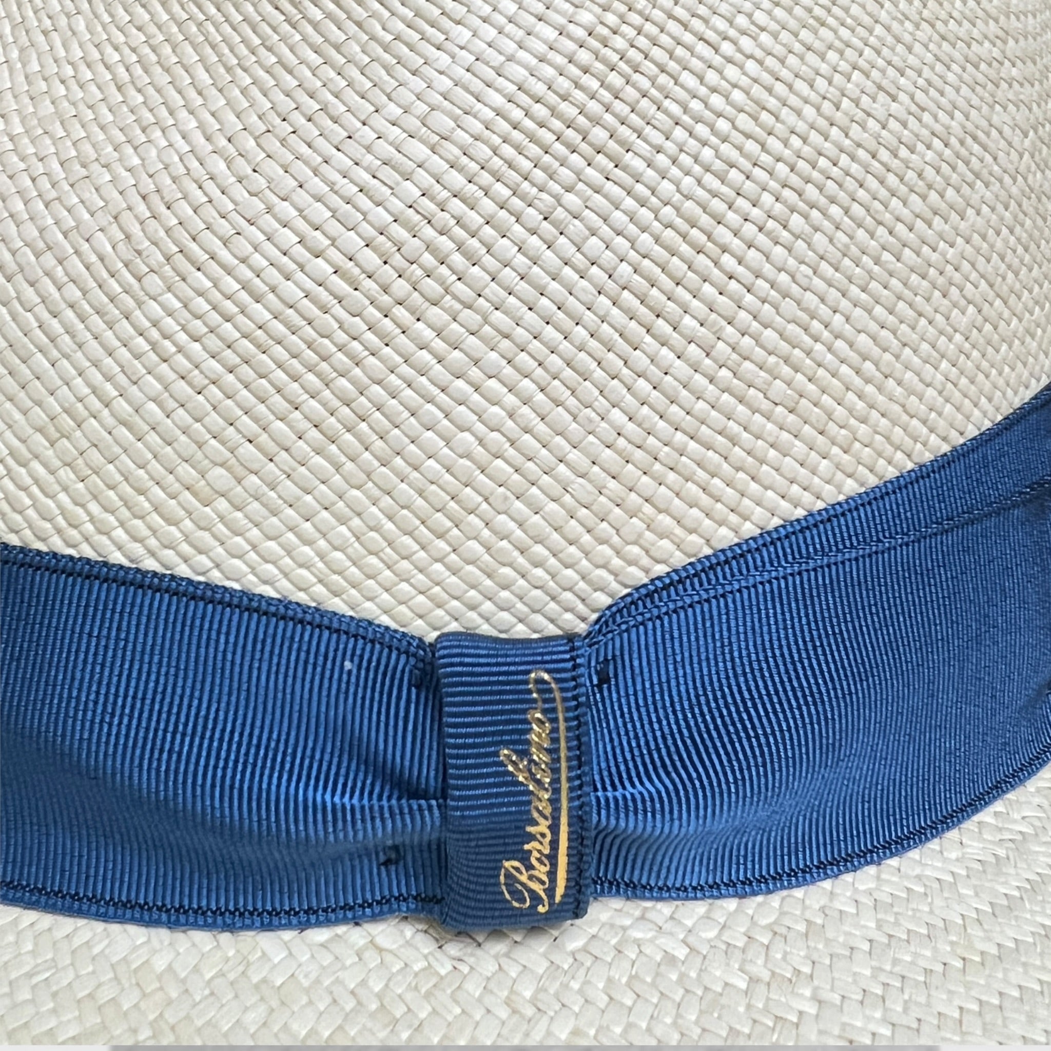 Cappello Panama Quito Originale Borsalino Ala Media Nastro Azzurro - Cappelleria Bacca