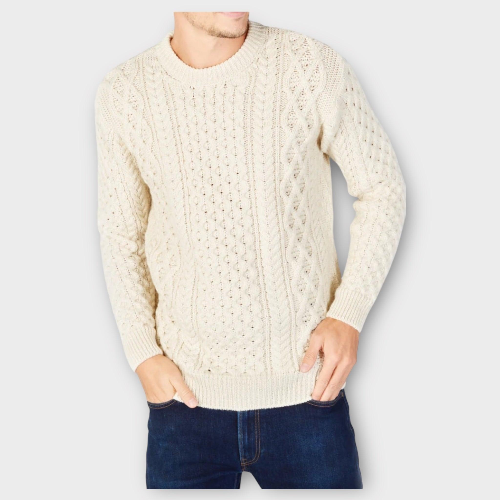 Maglione Unisex Girocollo Aran Honeycomb Pura Lana - Cappelleria Bacca