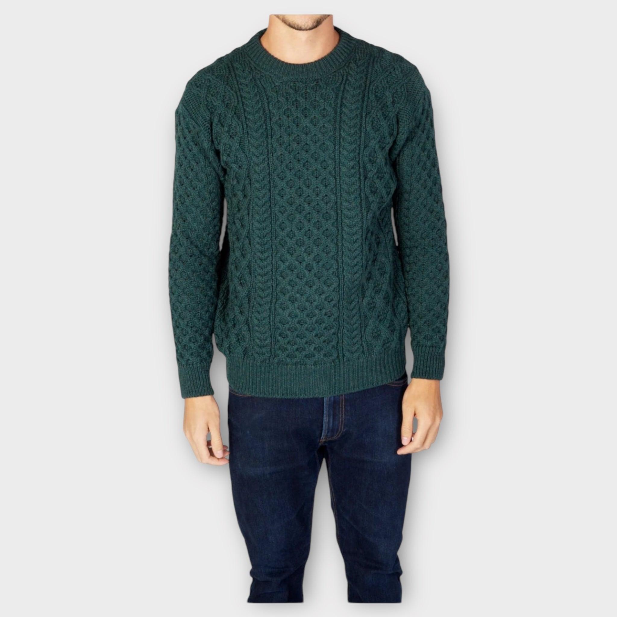 Maglione Unisex Girocollo Aran Honeycomb Pura Lana - Cappelleria Bacca