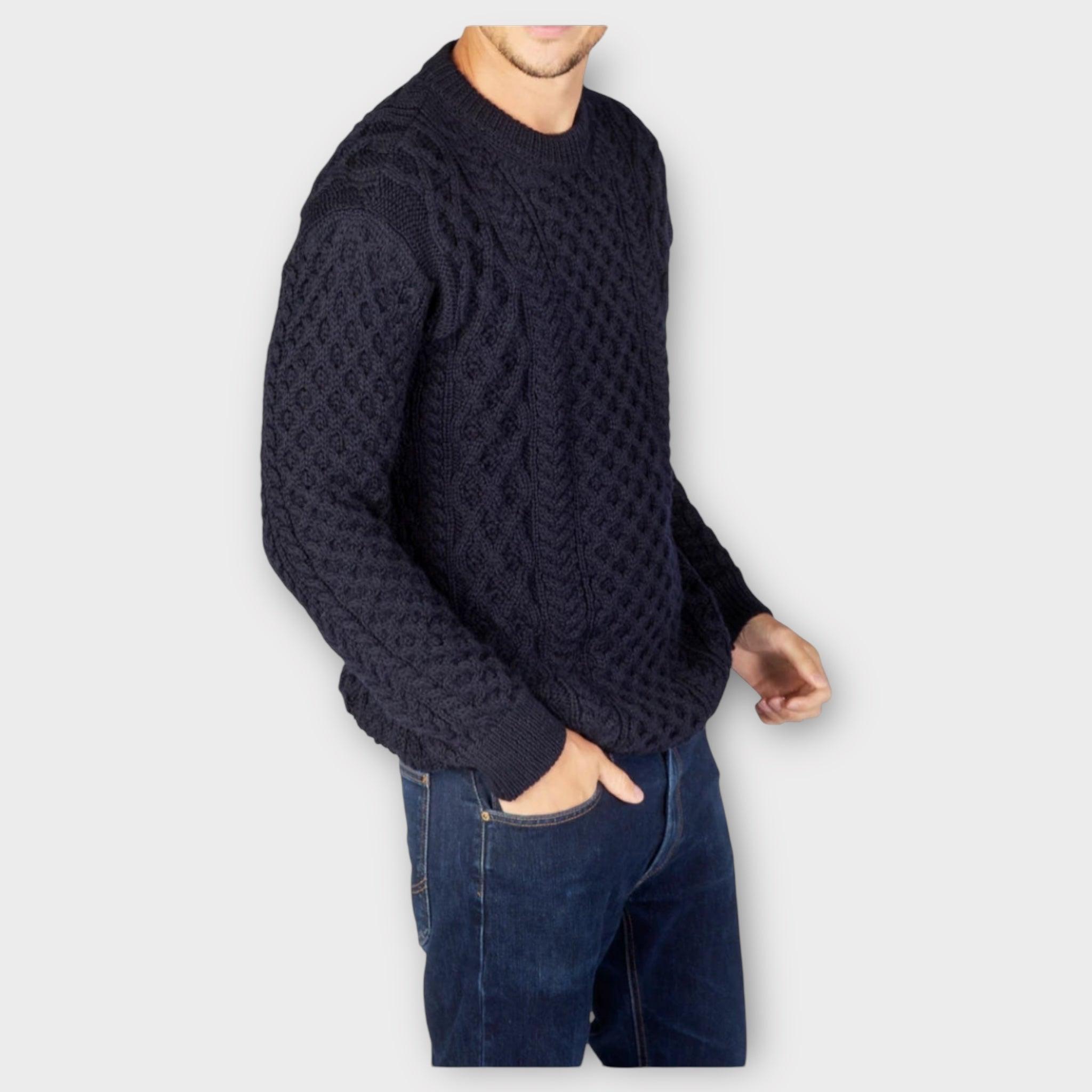 Maglione Unisex Girocollo Aran Honeycomb Pura Lana - Cappelleria Bacca