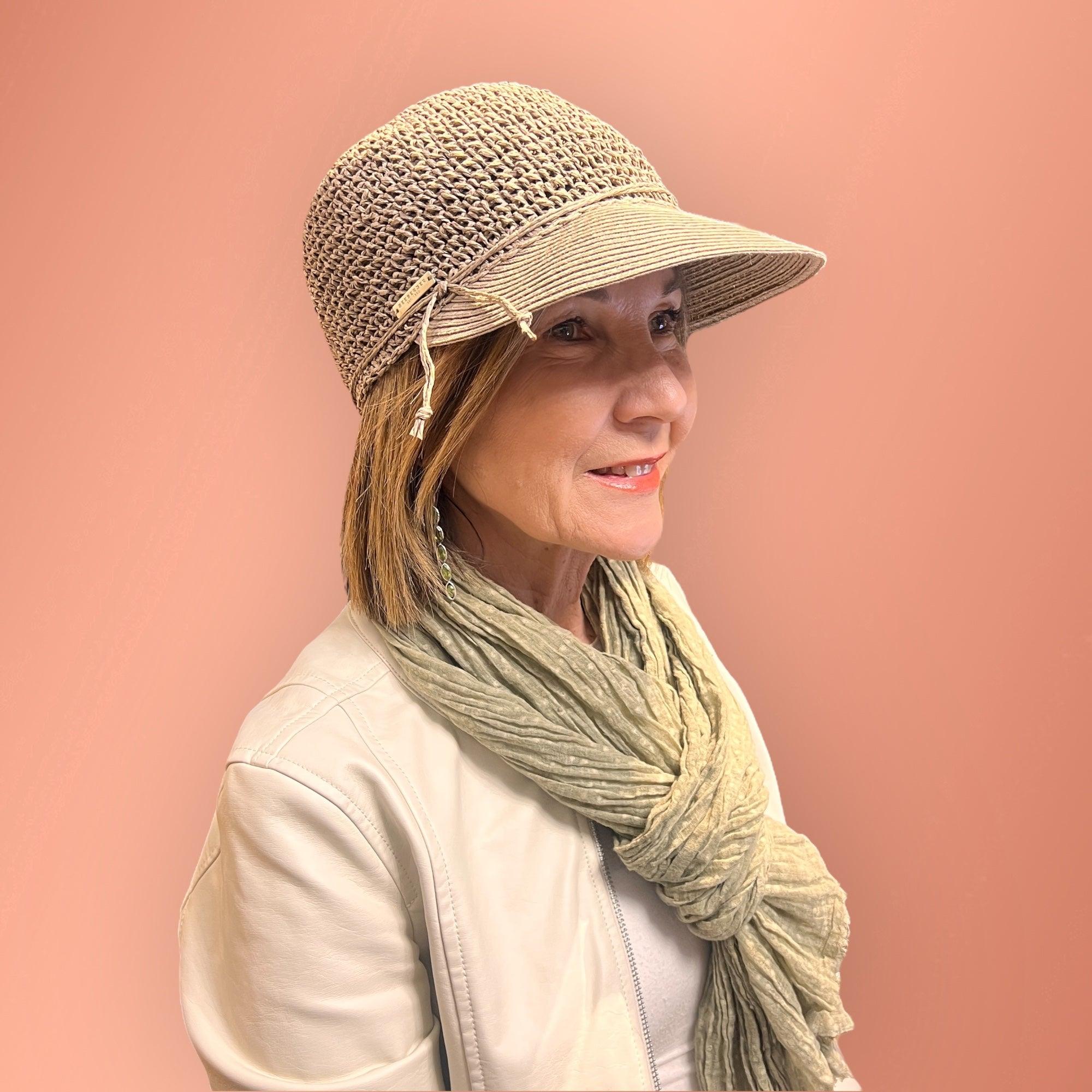 Cappello Donna Estivo Con Visiera in Paglia Crochet - Cappelleria Bacca