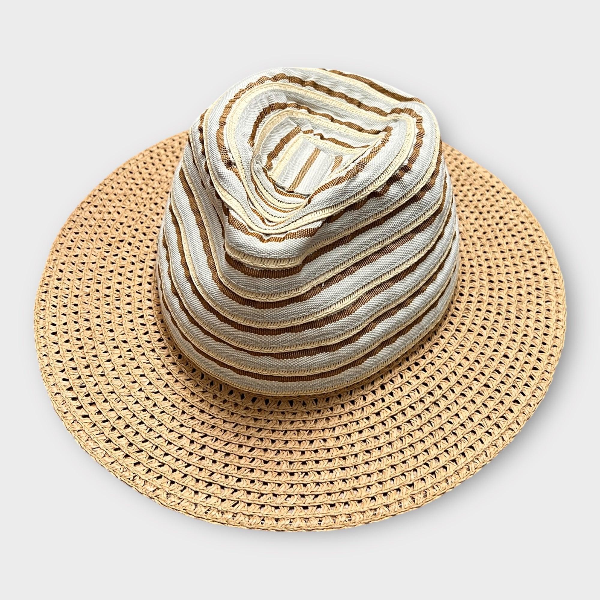Cappello Estivo Donna Fedora in Paglia e Tessuto - Cappelleria Bacca