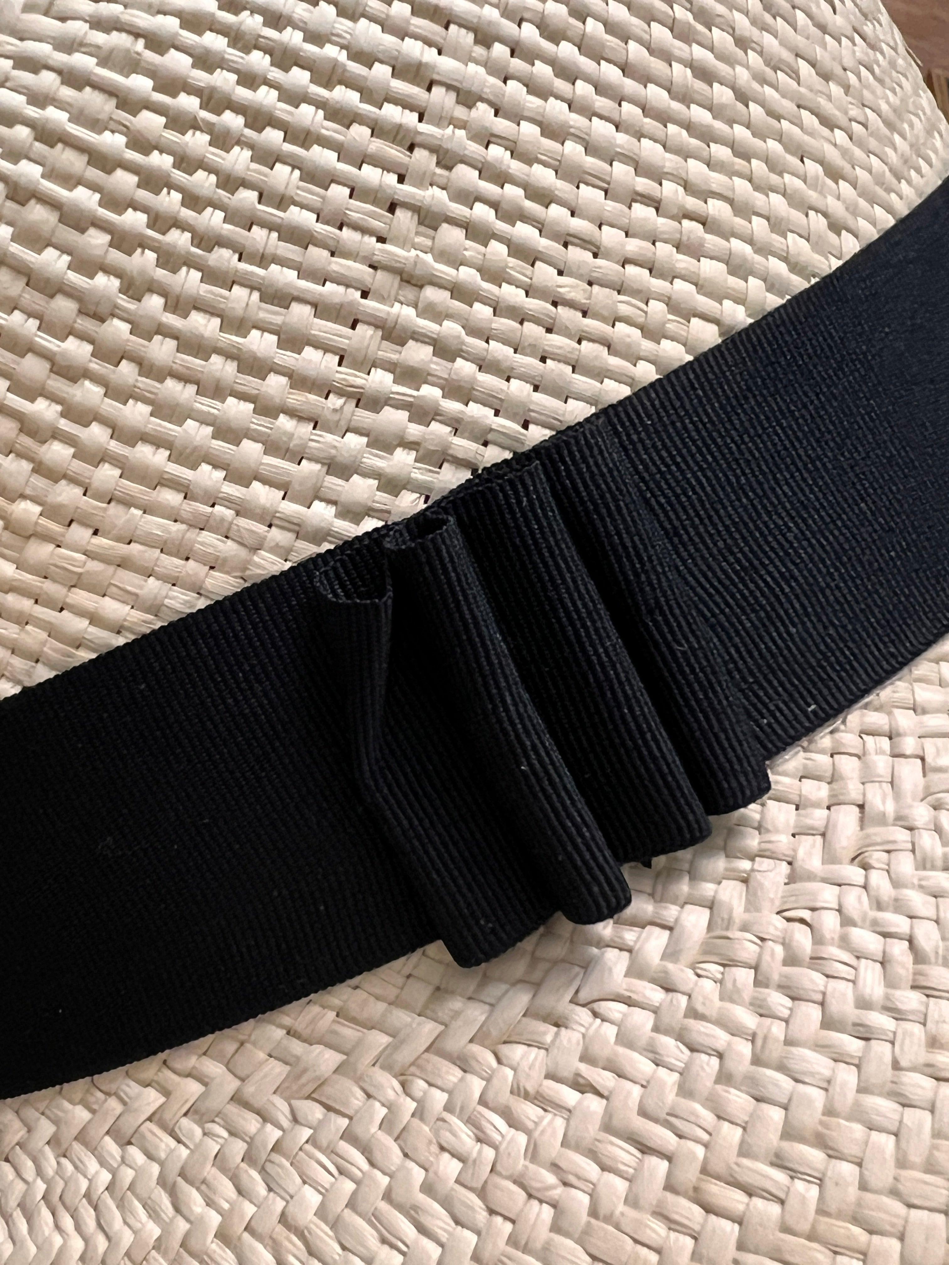 Cappello Donna Panama Originale Nastro Nero