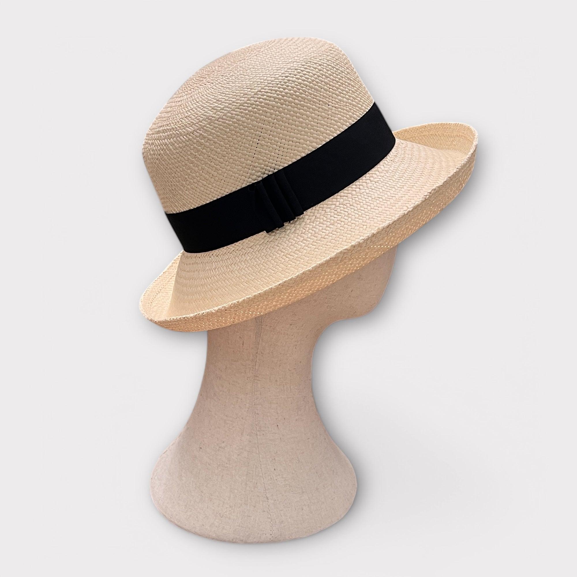 Cappello Donna Panama Originale Nastro Nero