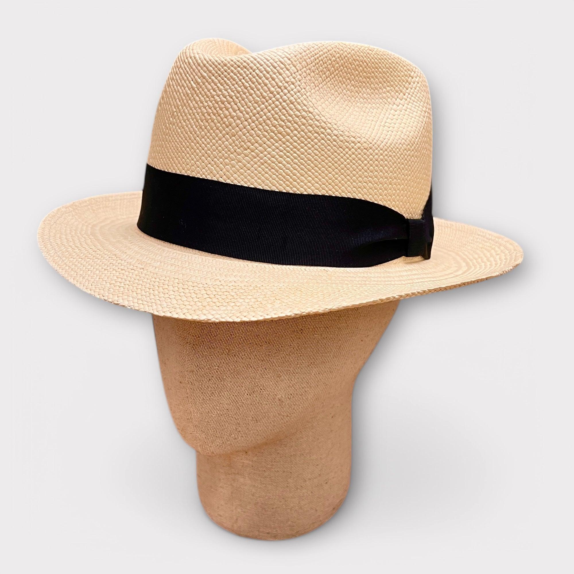 Cappello Panama Fine Originale Nastro Nero Diamond Crown - Cappelleria Bacca
