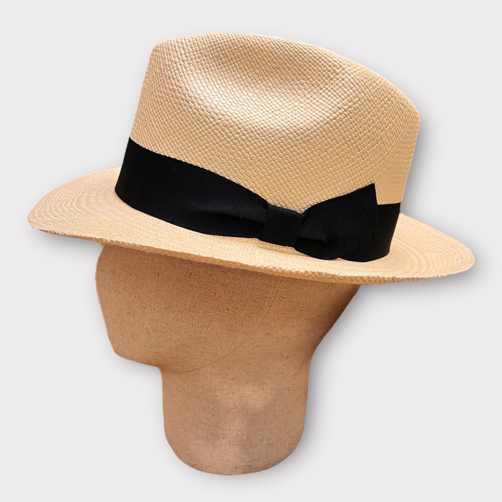 Cappello Panama Fine Originale Nastro Nero Diamond Crown - Cappelleria Bacca