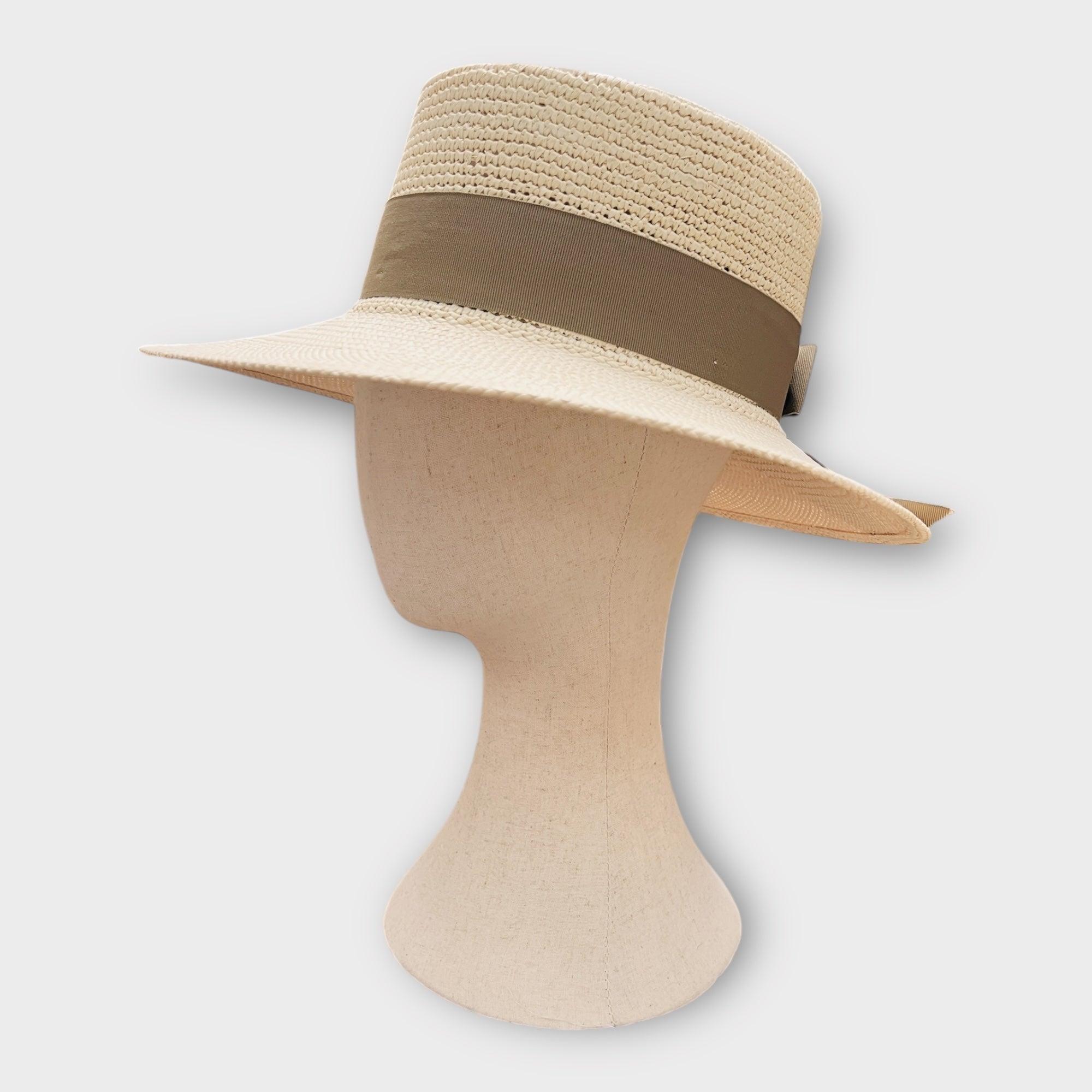 Cappello Donna Panama Originale Nastro Tortora