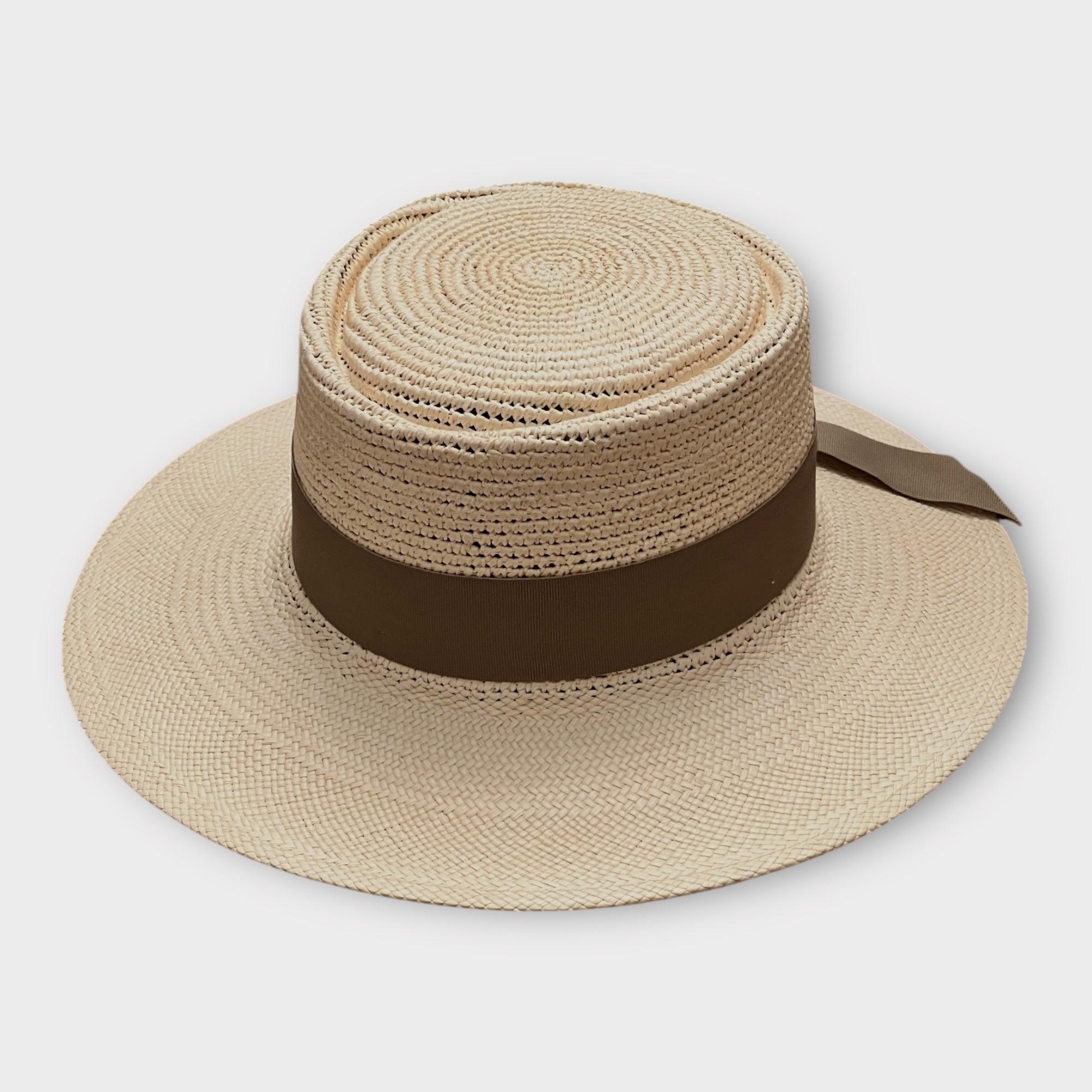 Cappello Donna Panama Originale Nastro Tortora