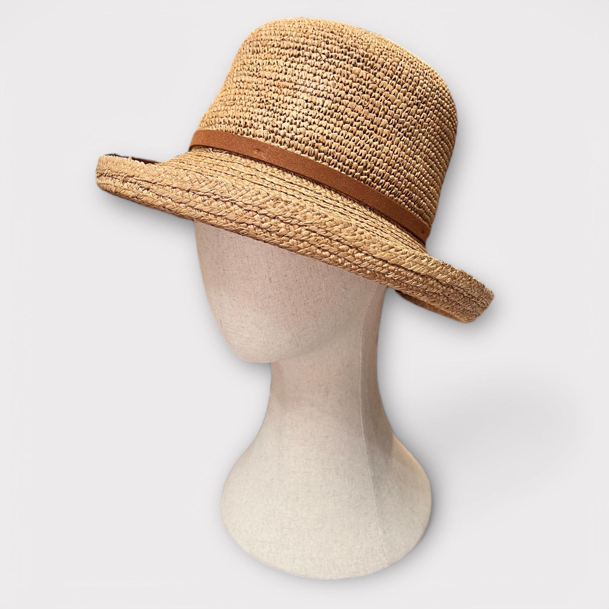 Cappello Donna In Paglia Crochet Pieghevole