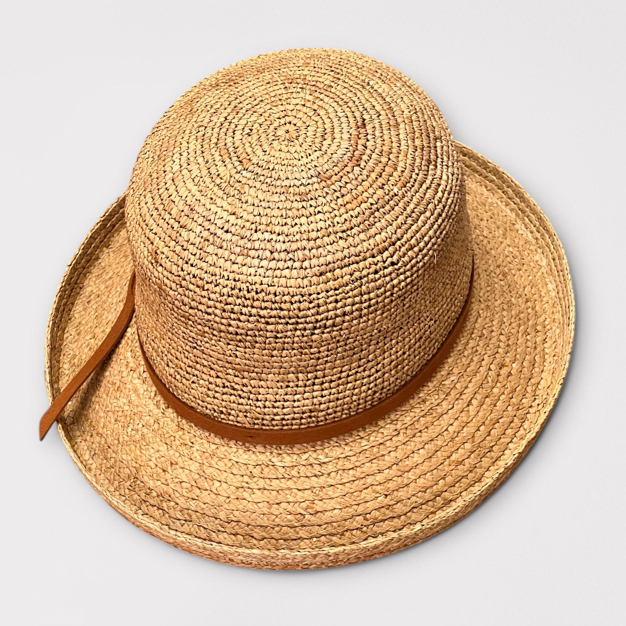 Cappello Donna In Paglia Crochet Pieghevole