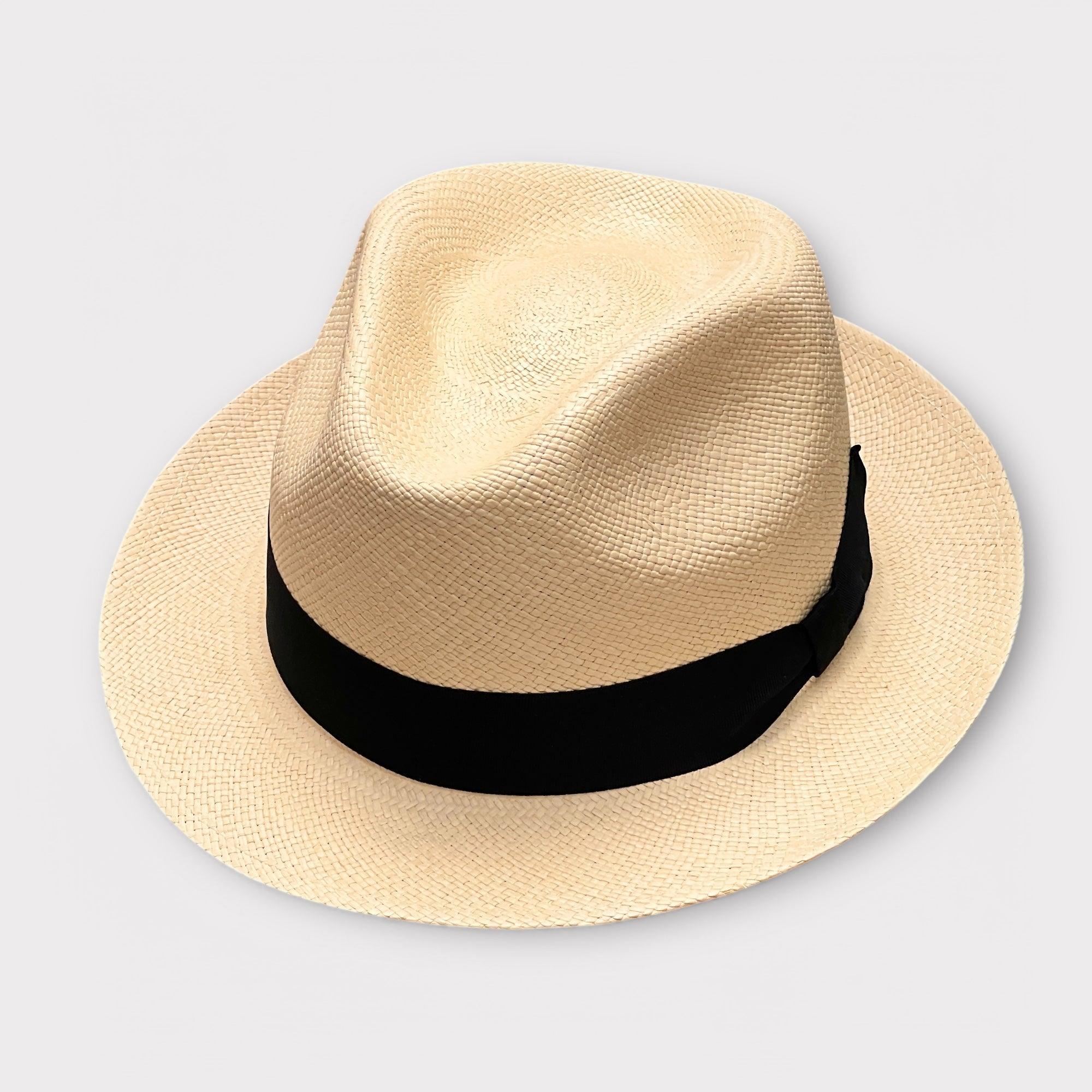 Cappello Panama Fine Originale Nastro Nero Diamond Crown - Cappelleria Bacca