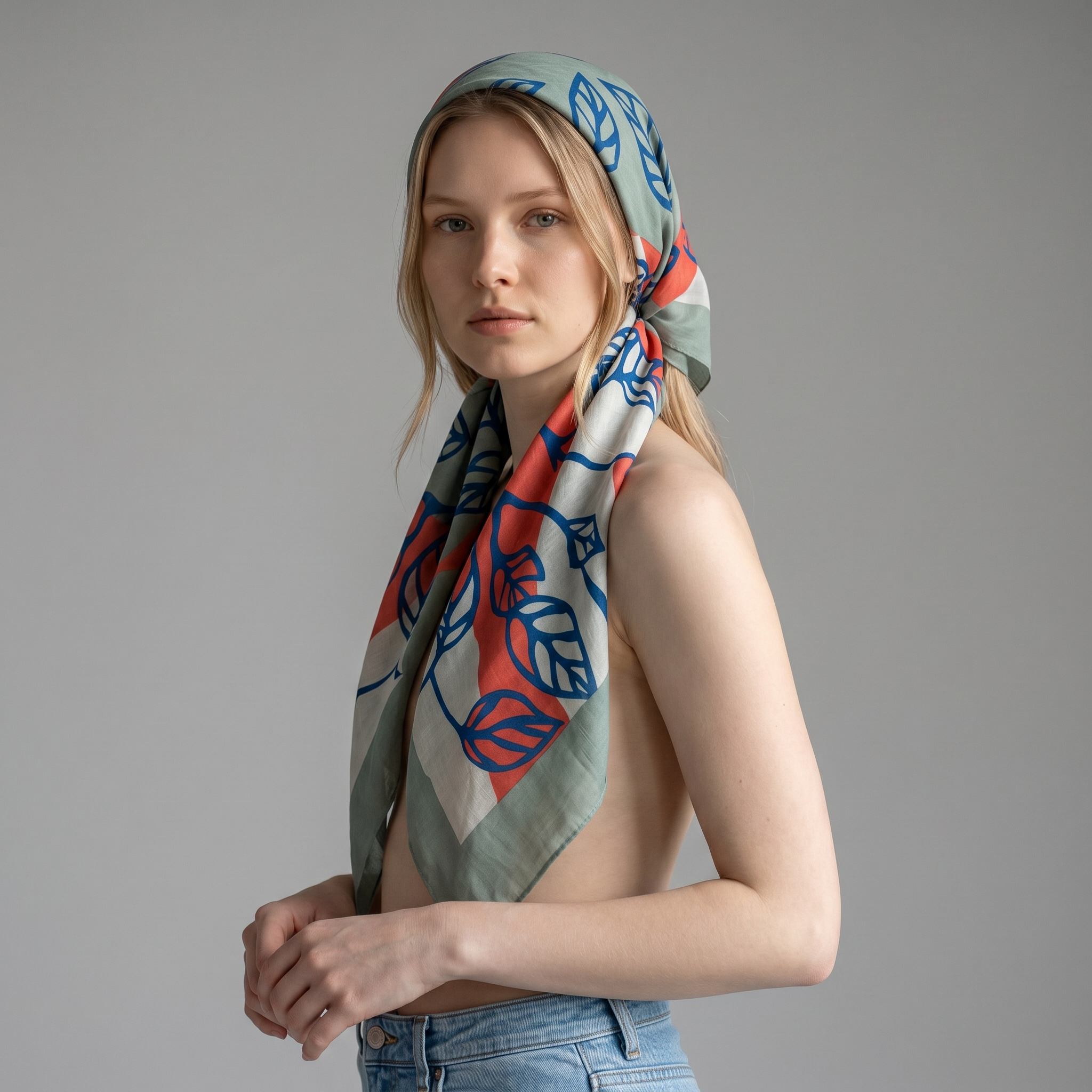 Foulard In puro Cotone 100x100 cm Rosso e Verde - Cappelleria Bacca