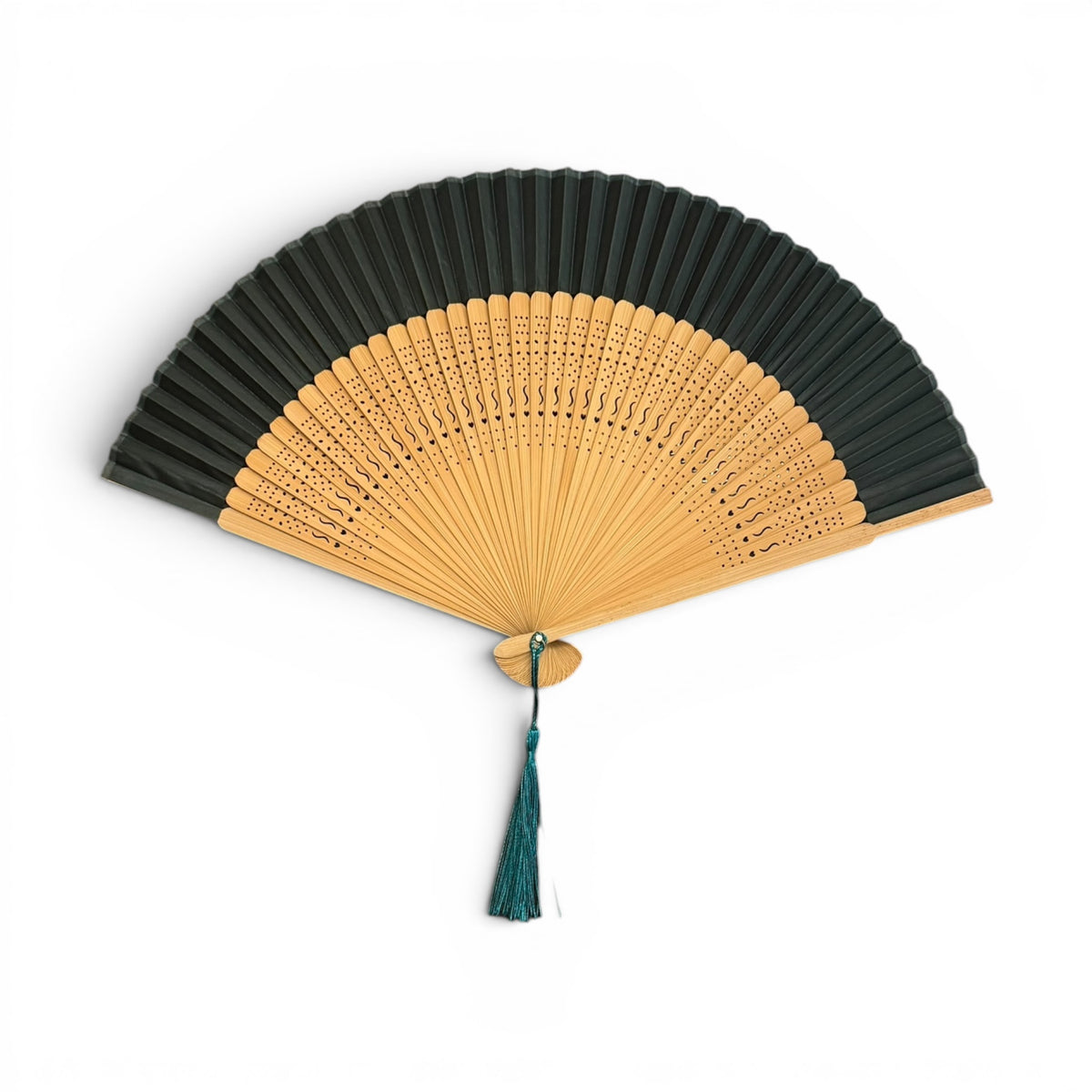 Ventaglio In Bamboo e Seta Tinta Unita Diam. 37 cm. - Cappelleria Bacca