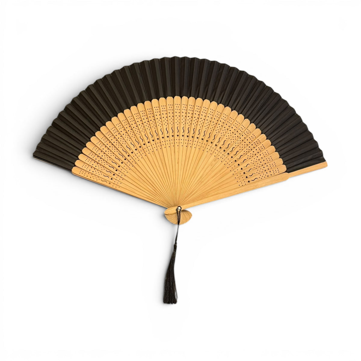 Ventaglio In Bamboo e Seta Tinta Unita Diam. 37 cm. - Cappelleria Bacca