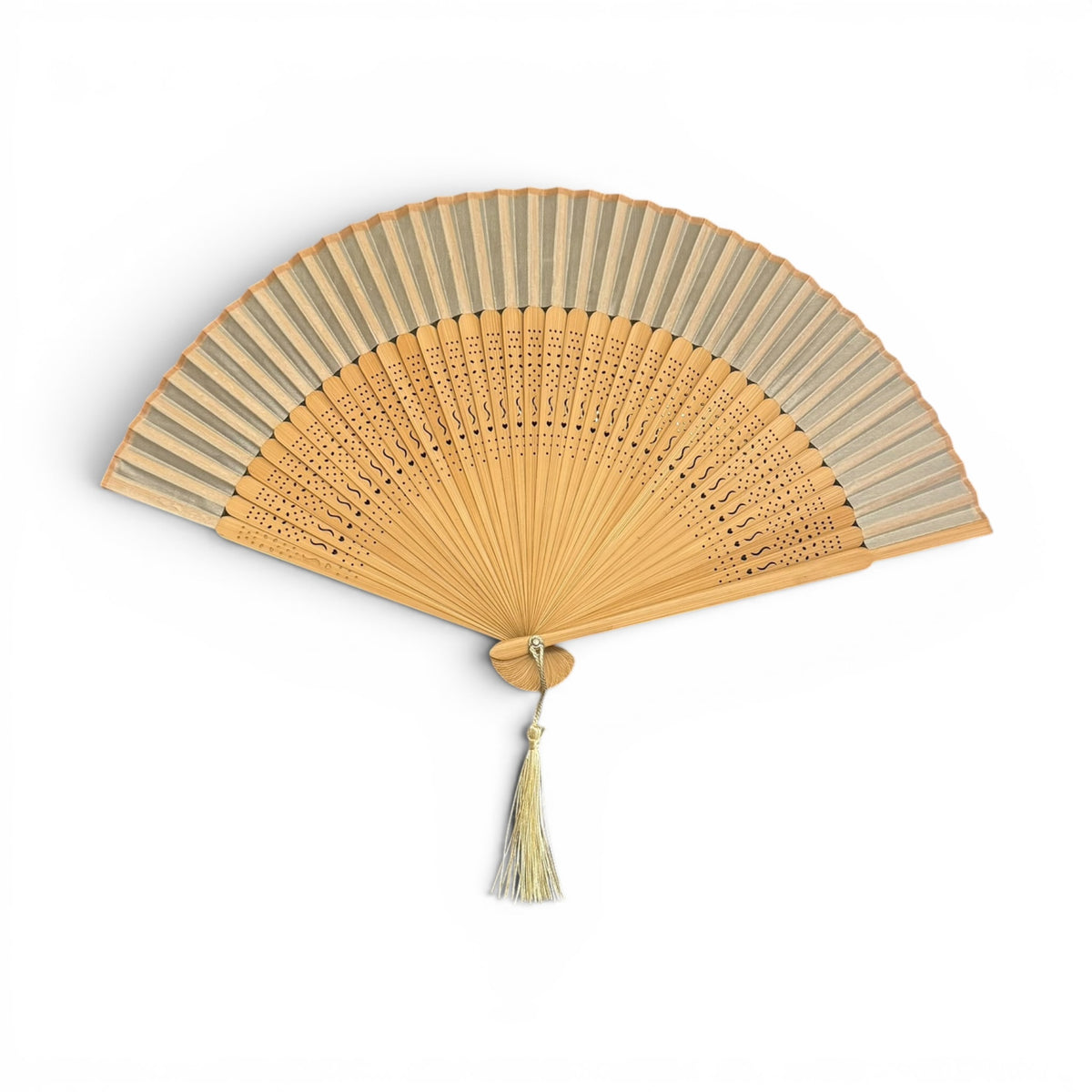 Ventaglio In Bamboo e Seta Tinta Unita Diam. 37 cm. - Cappelleria Bacca