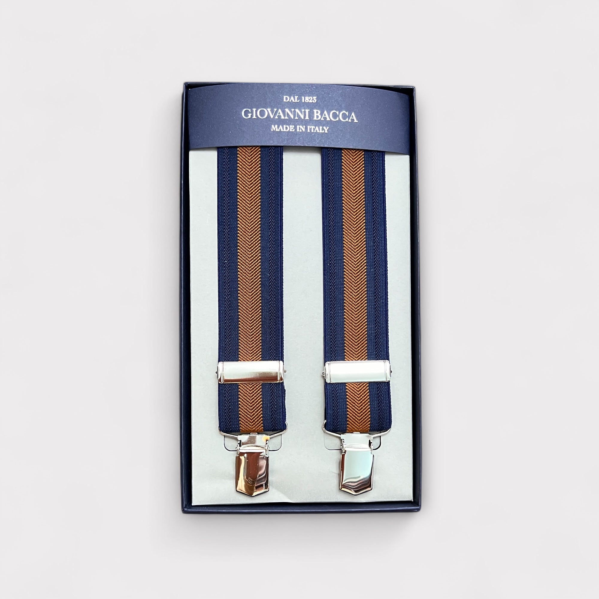 Bretelle Elastiche Regimental Blu-Tabacco - Cappelleria Bacca