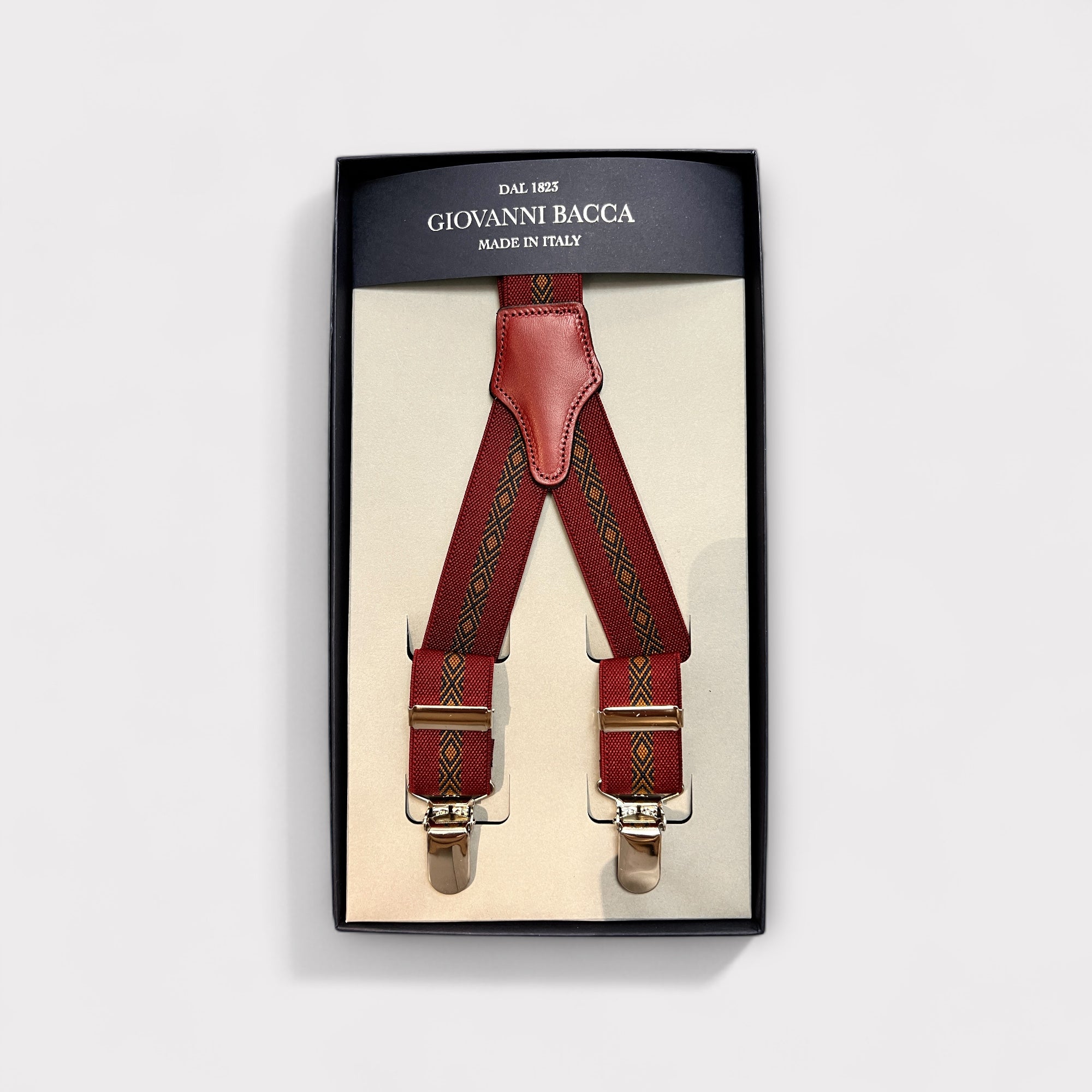 Bretelle Elastiche Strette Bordeaux Inserti Tabacco - Cappelleria Bacca