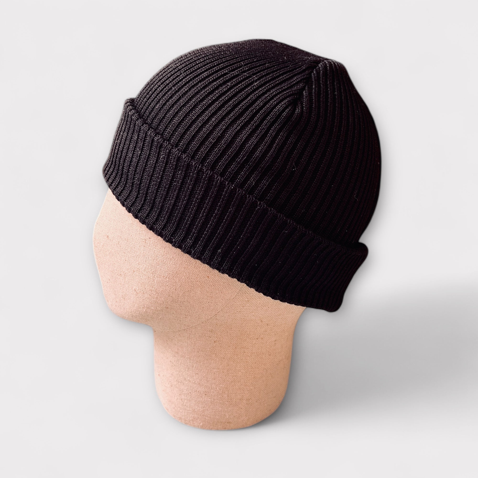Berretto Beanie Puro Cotone Risvolto Costine - Cappelleria Bacca